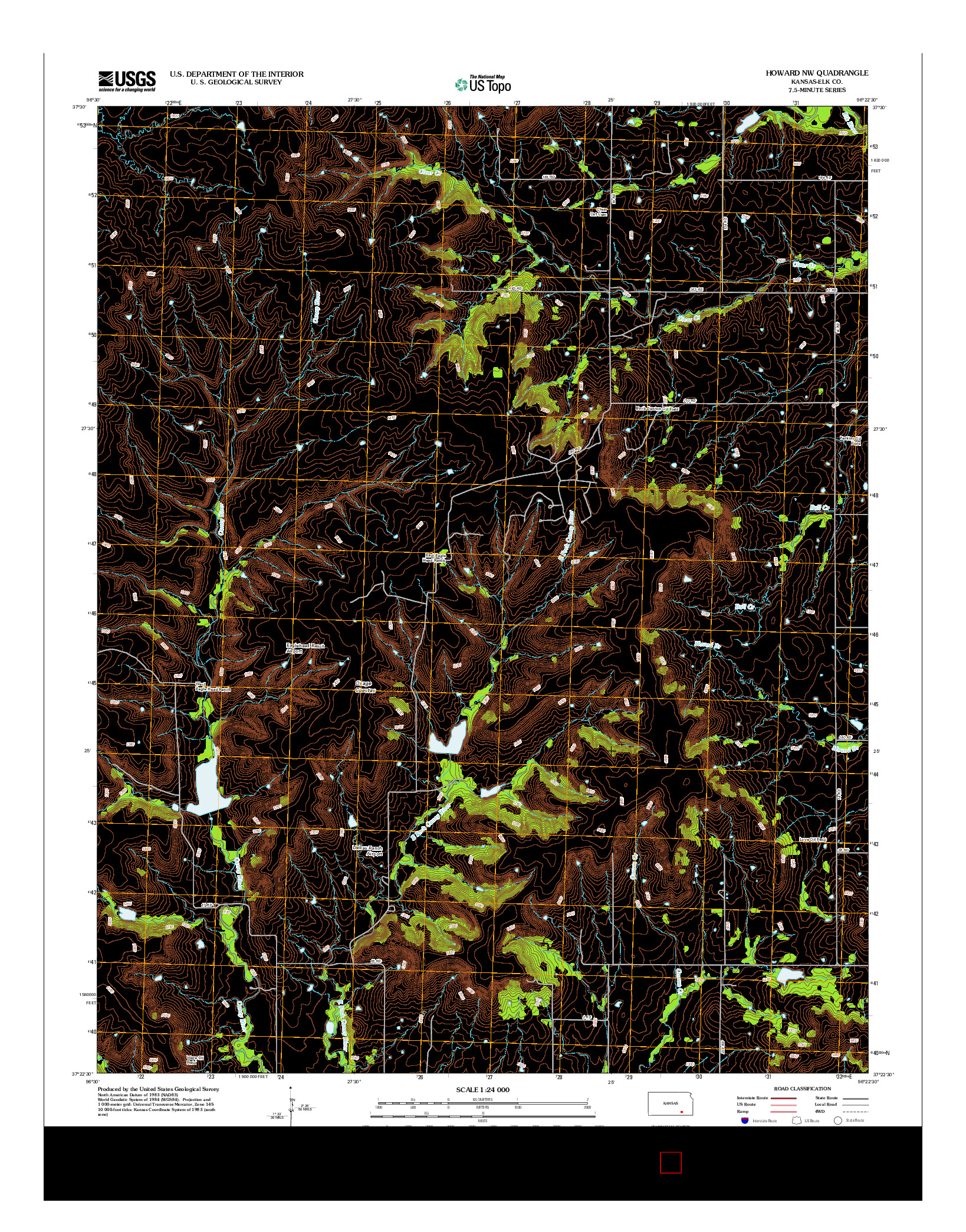 USGS US TOPO 7.5-MINUTE MAP FOR HOWARD NW, KS 2012