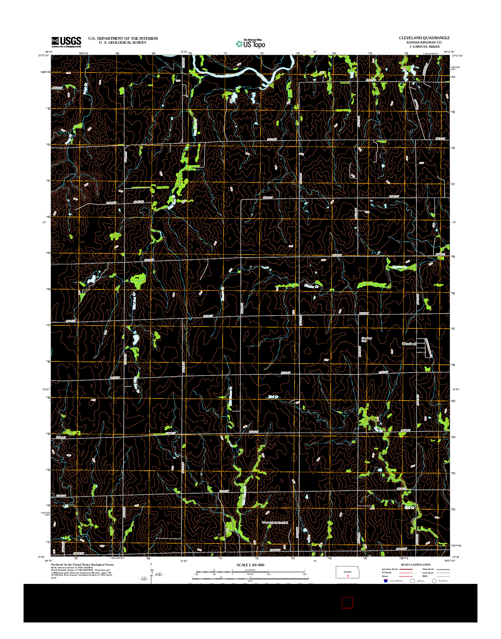 USGS US TOPO 7.5-MINUTE MAP FOR CLEVELAND, KS 2012