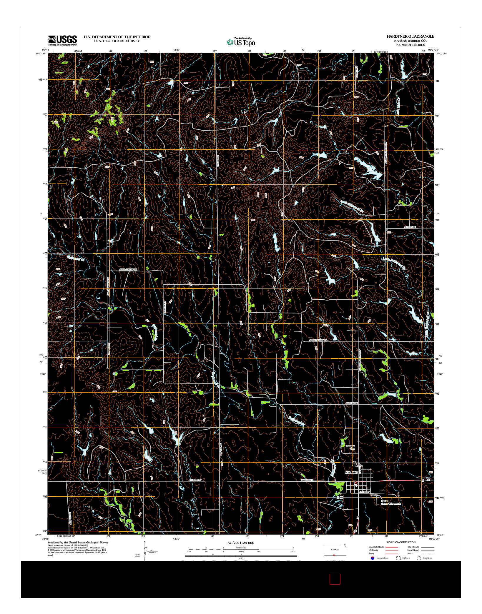 USGS US TOPO 7.5-MINUTE MAP FOR HARDTNER, KS 2012