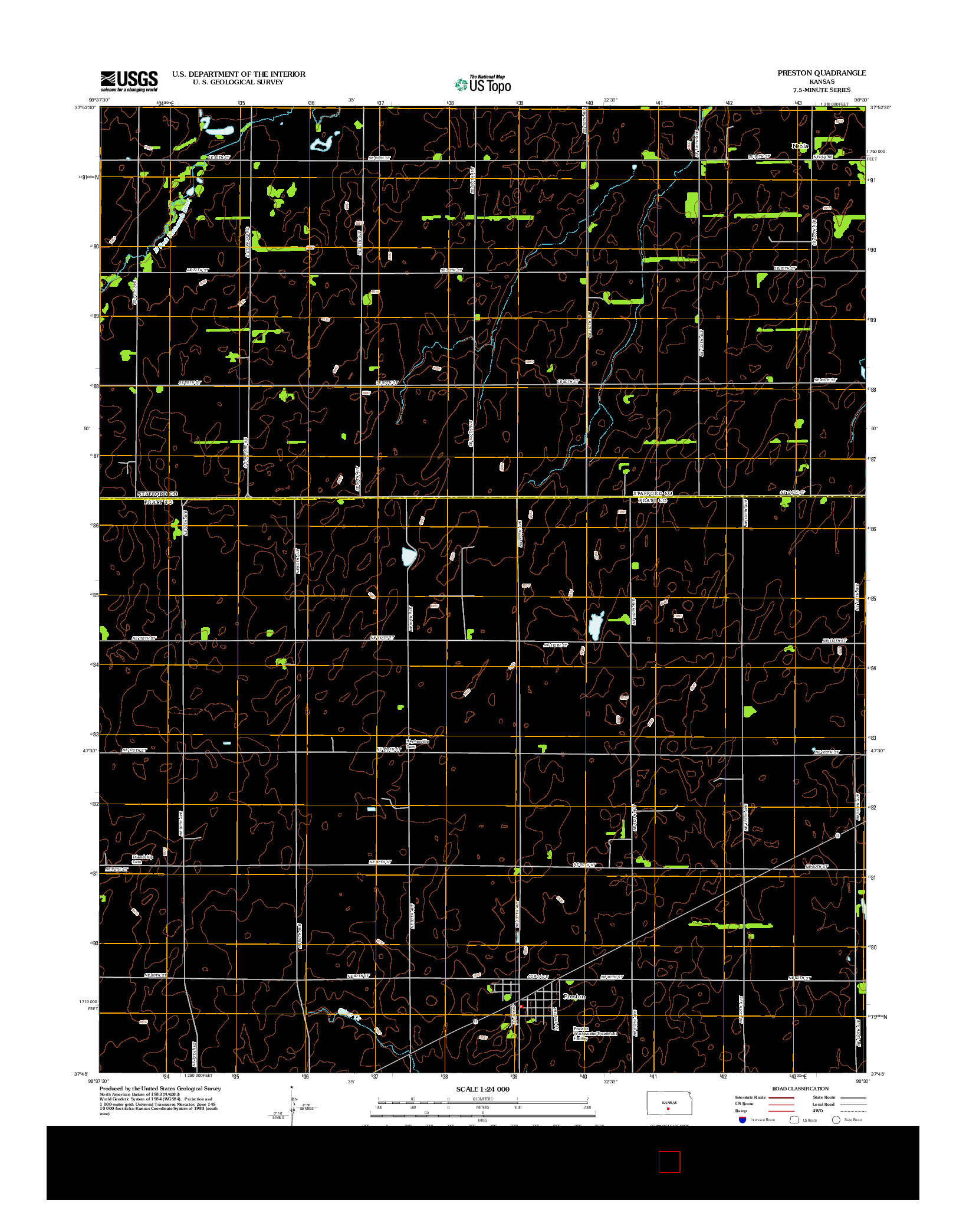 USGS US TOPO 7.5-MINUTE MAP FOR PRESTON, KS 2012