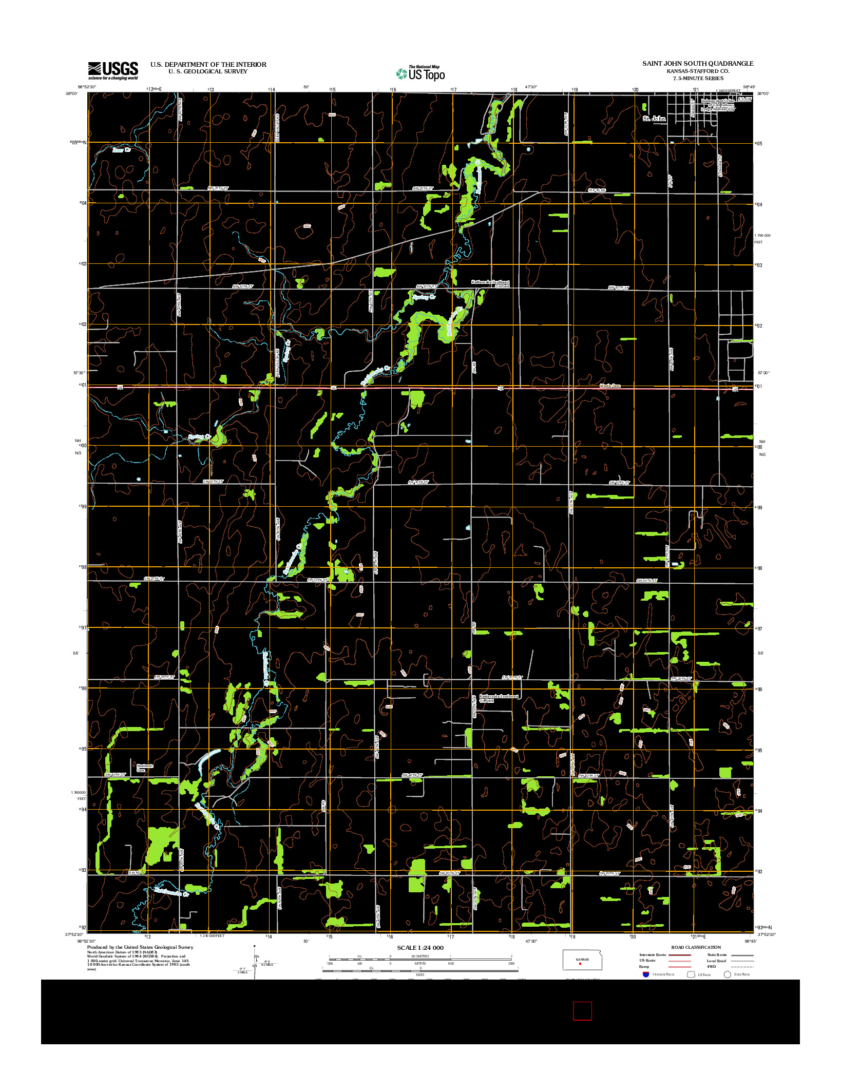 USGS US TOPO 7.5-MINUTE MAP FOR SAINT JOHN SOUTH, KS 2012