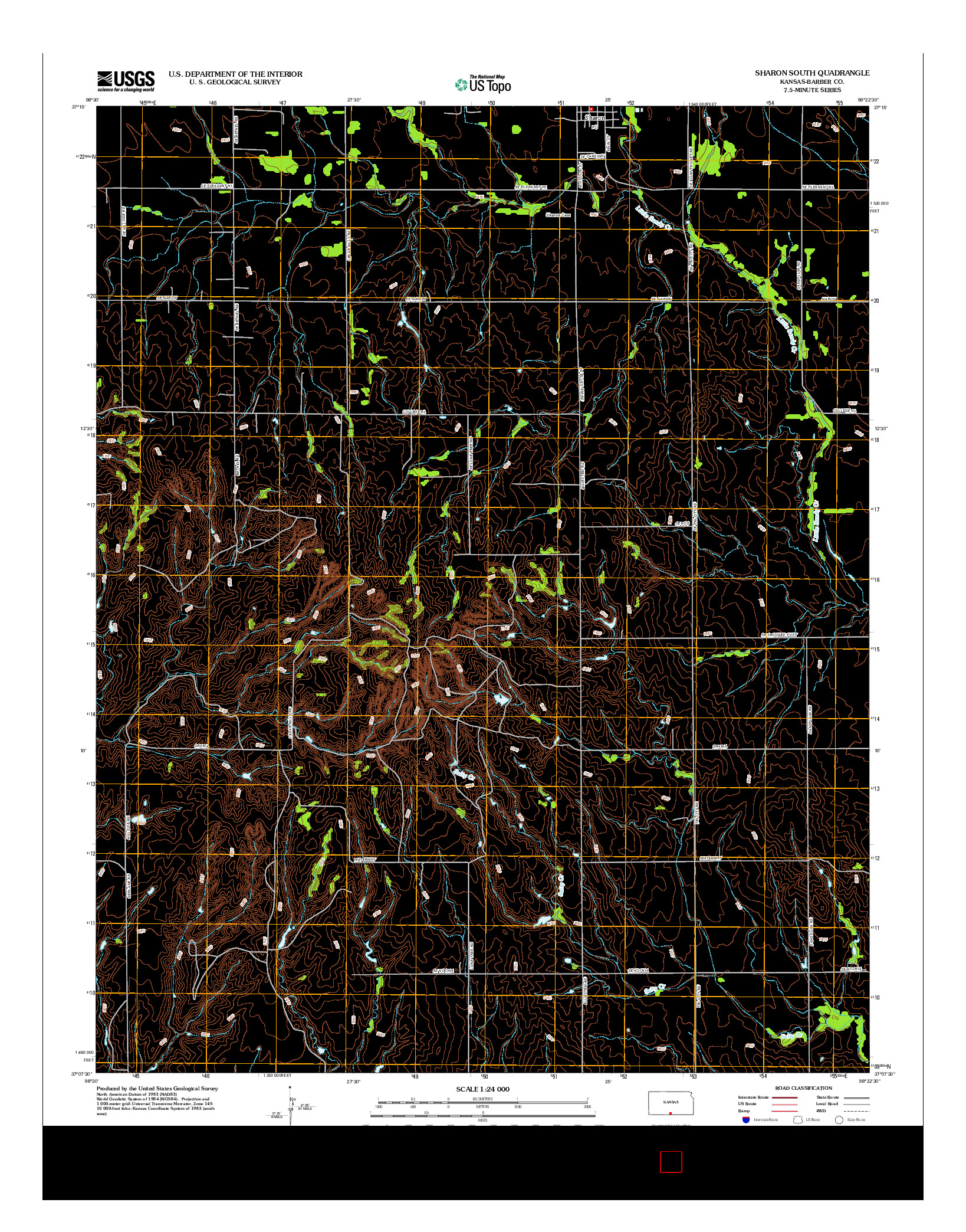 USGS US TOPO 7.5-MINUTE MAP FOR SHARON SOUTH, KS 2012