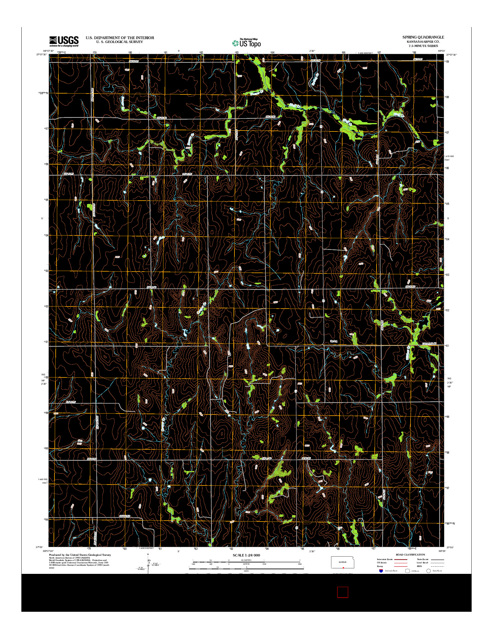 USGS US TOPO 7.5-MINUTE MAP FOR SPRING, KS 2012