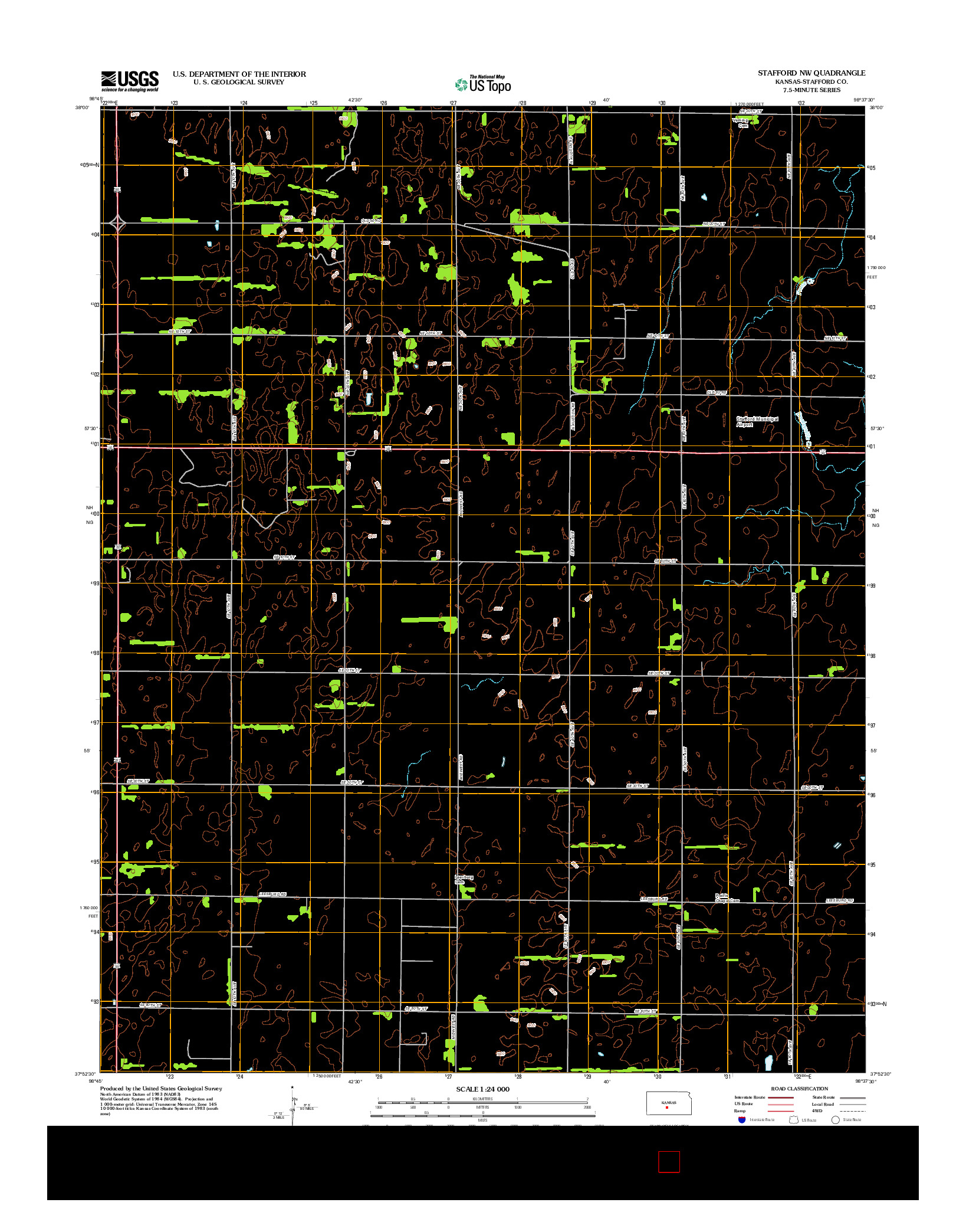 USGS US TOPO 7.5-MINUTE MAP FOR STAFFORD NW, KS 2012