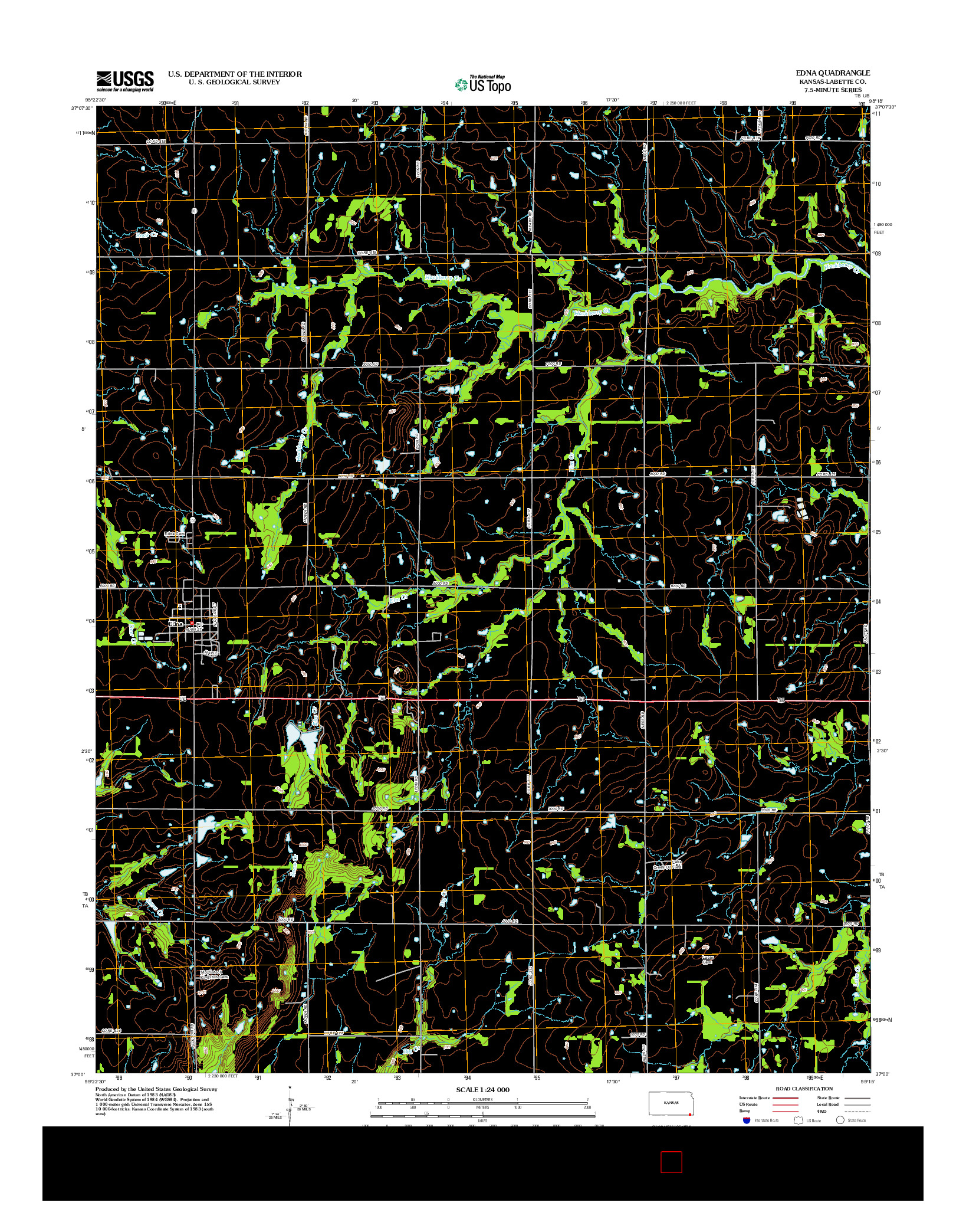 USGS US TOPO 7.5-MINUTE MAP FOR EDNA, KS 2012