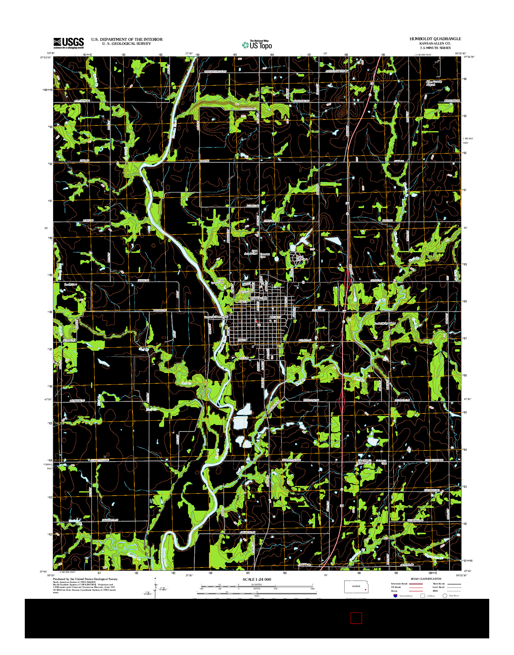 USGS US TOPO 7.5-MINUTE MAP FOR HUMBOLDT, KS 2012