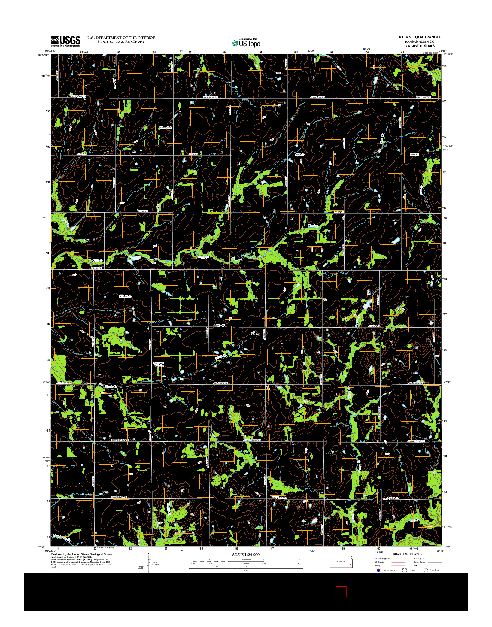 USGS US TOPO 7.5-MINUTE MAP FOR IOLA SE, KS 2012