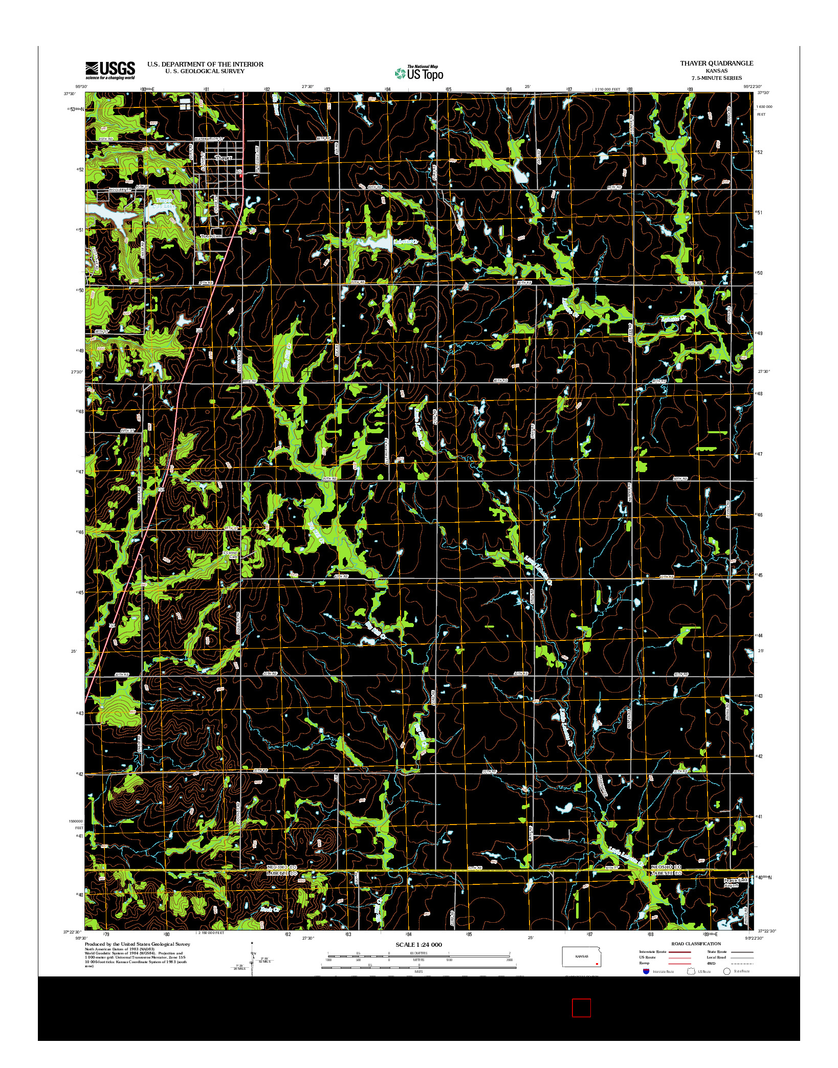 USGS US TOPO 7.5-MINUTE MAP FOR THAYER, KS 2012