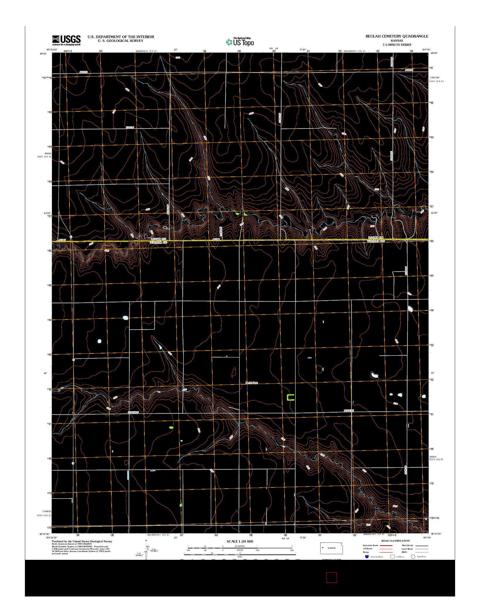 USGS US TOPO 7.5-MINUTE MAP FOR BEULAH CEMETERY, KS 2012