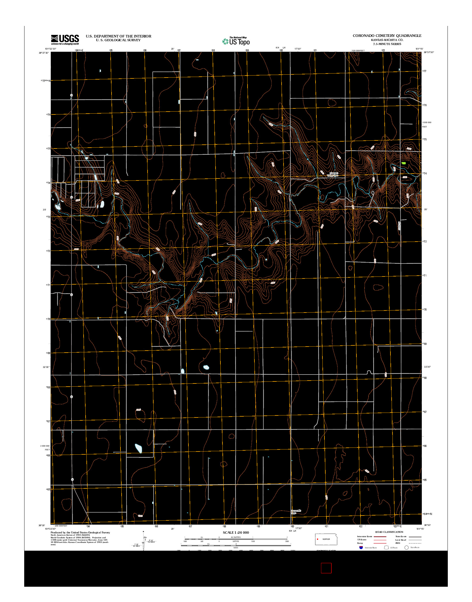 USGS US TOPO 7.5-MINUTE MAP FOR CORONADO CEMETERY, KS 2012