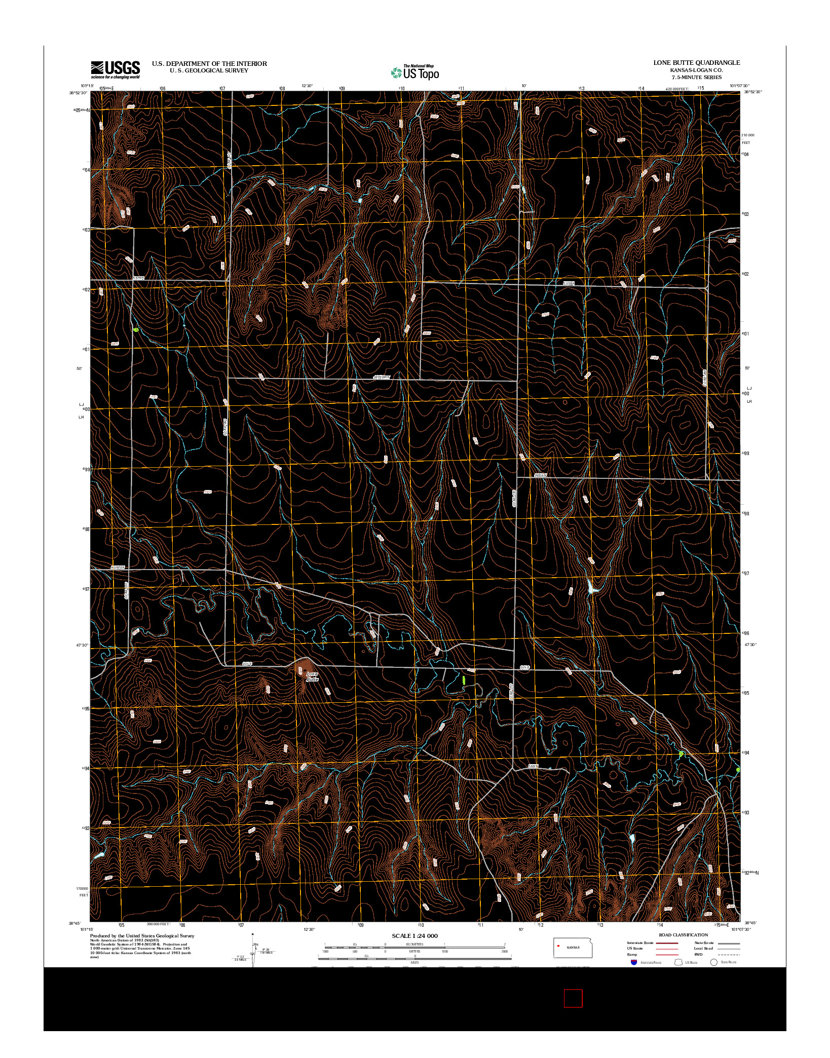 USGS US TOPO 7.5-MINUTE MAP FOR LONE BUTTE, KS 2012