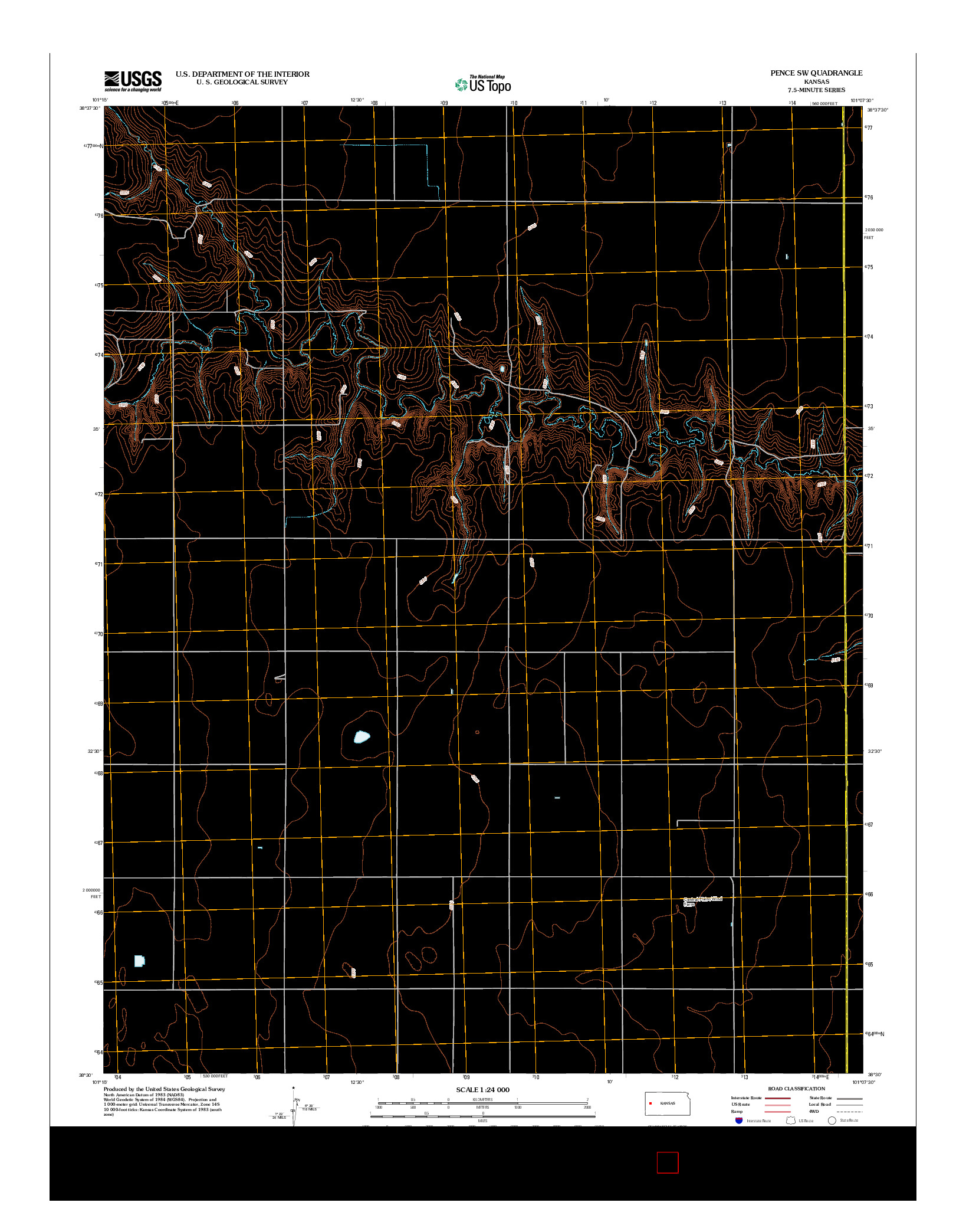 USGS US TOPO 7.5-MINUTE MAP FOR PENCE SW, KS 2012