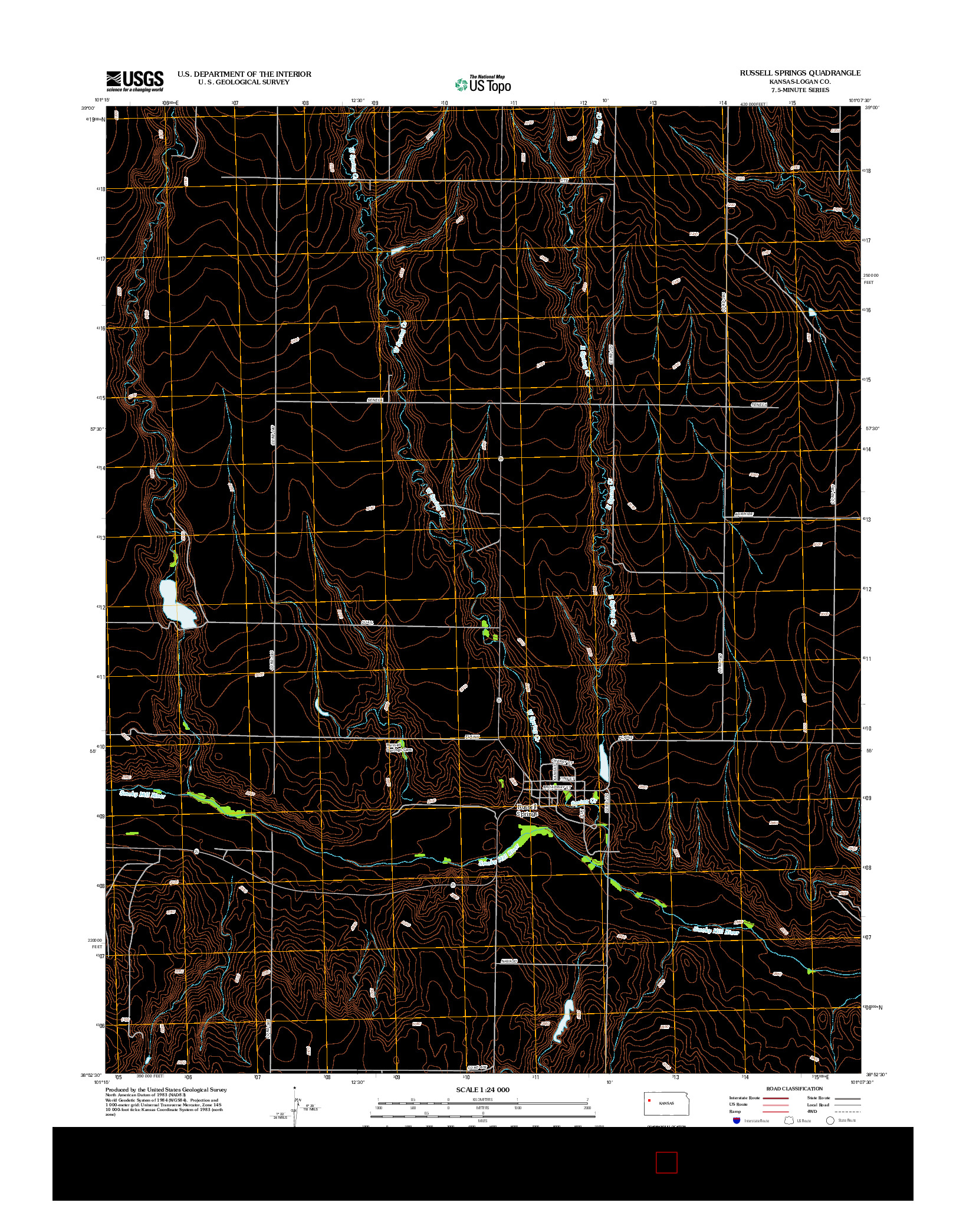 USGS US TOPO 7.5-MINUTE MAP FOR RUSSELL SPRINGS, KS 2012