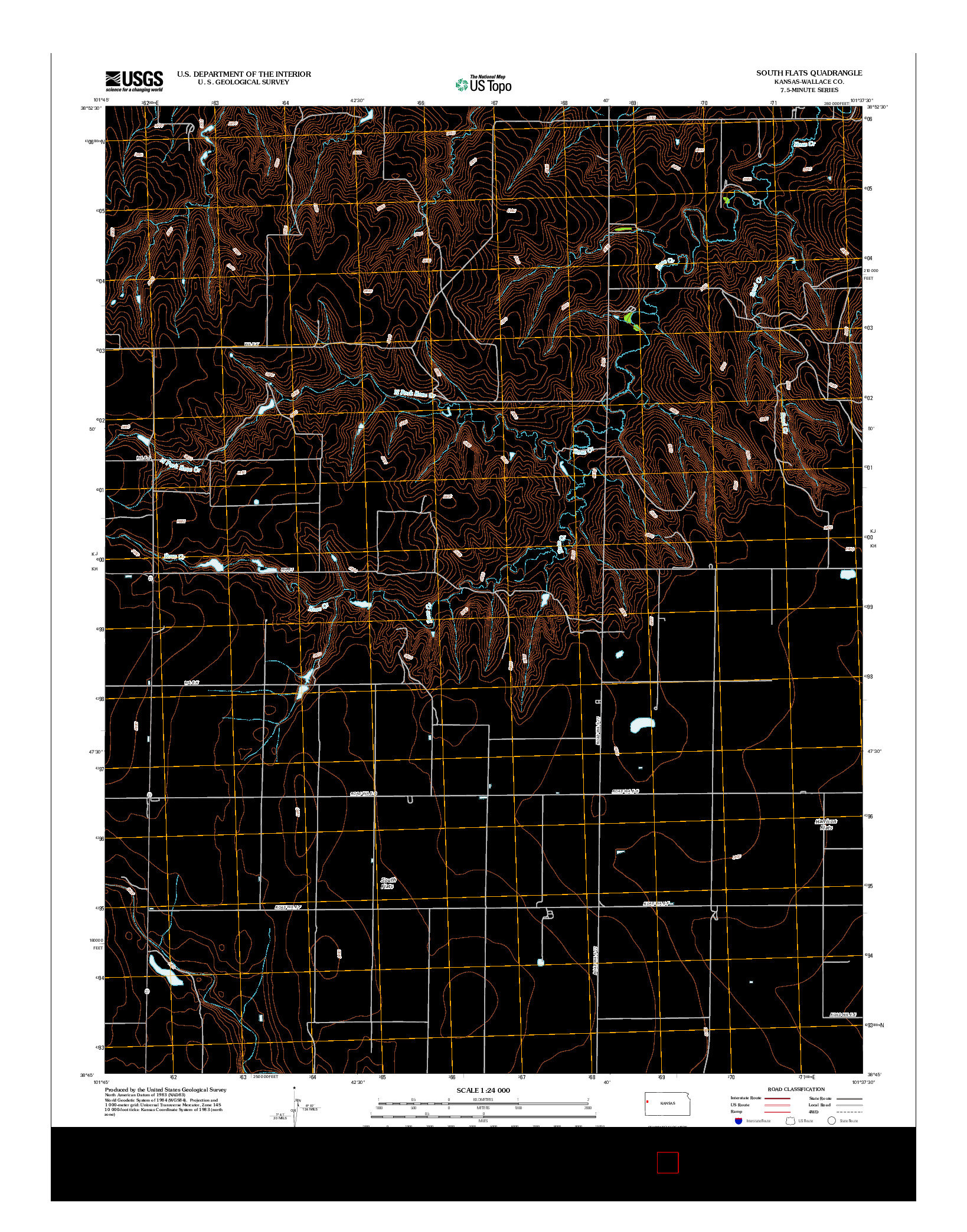 USGS US TOPO 7.5-MINUTE MAP FOR SOUTH FLATS, KS 2012