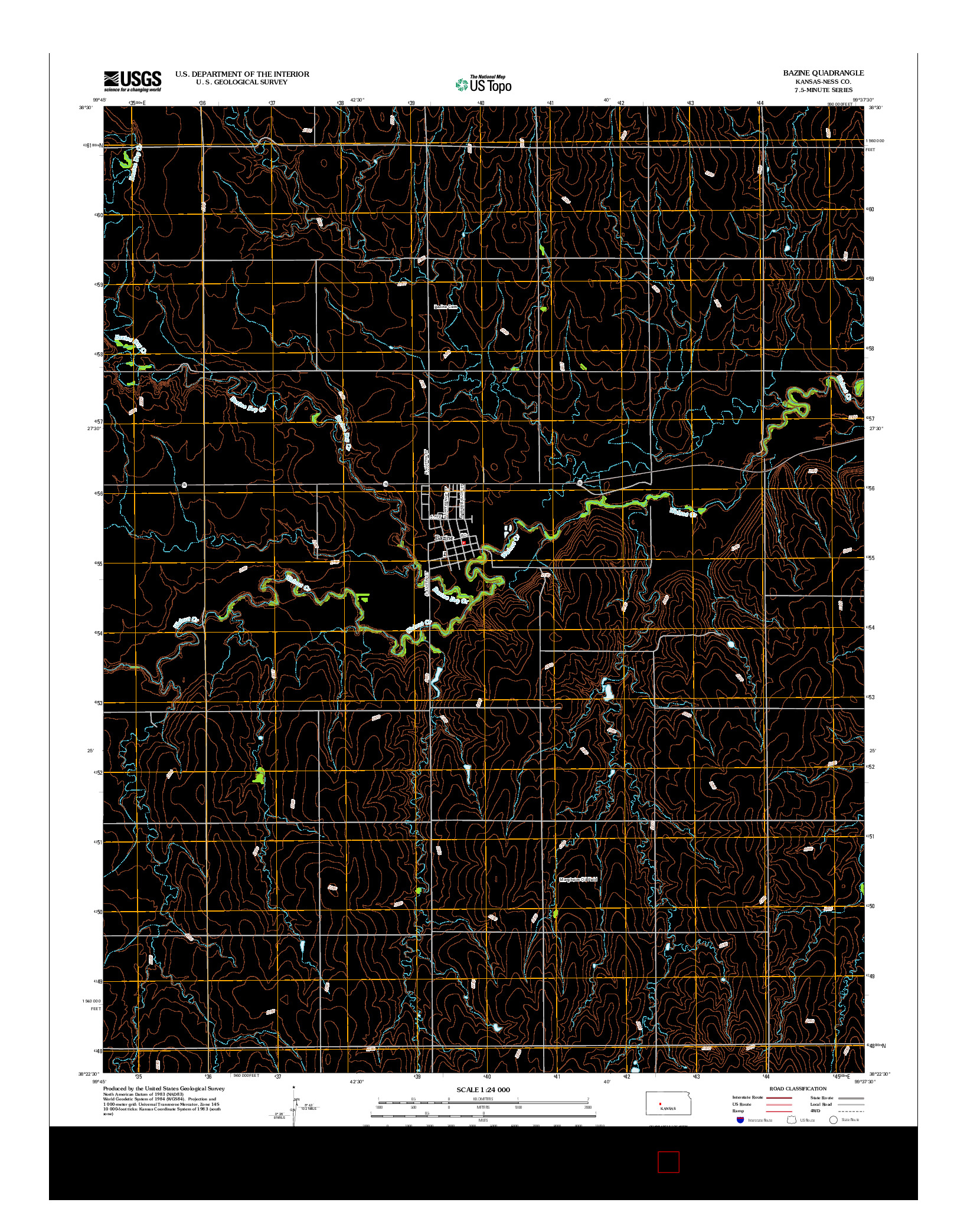 USGS US TOPO 7.5-MINUTE MAP FOR BAZINE, KS 2012