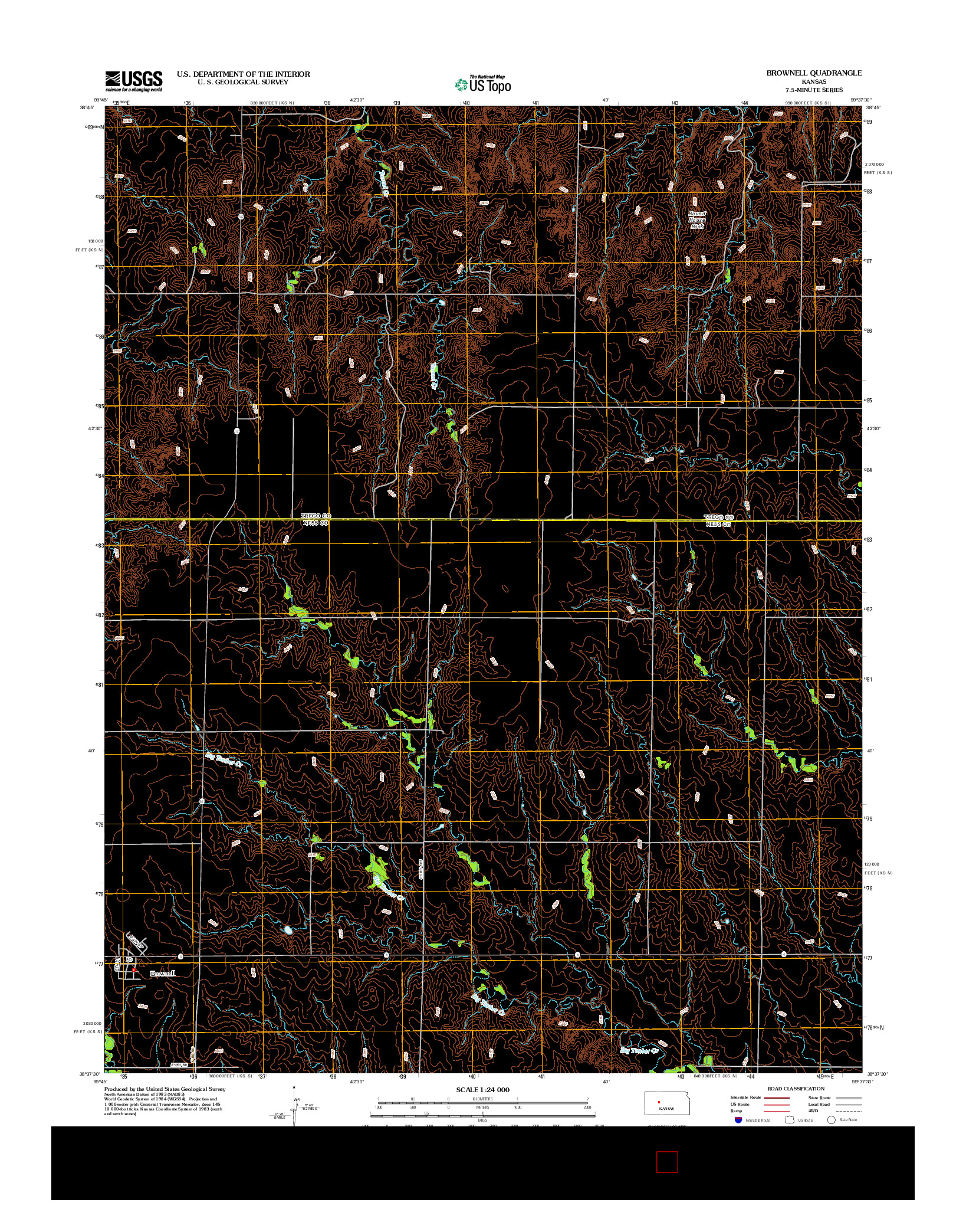 USGS US TOPO 7.5-MINUTE MAP FOR BROWNELL, KS 2012