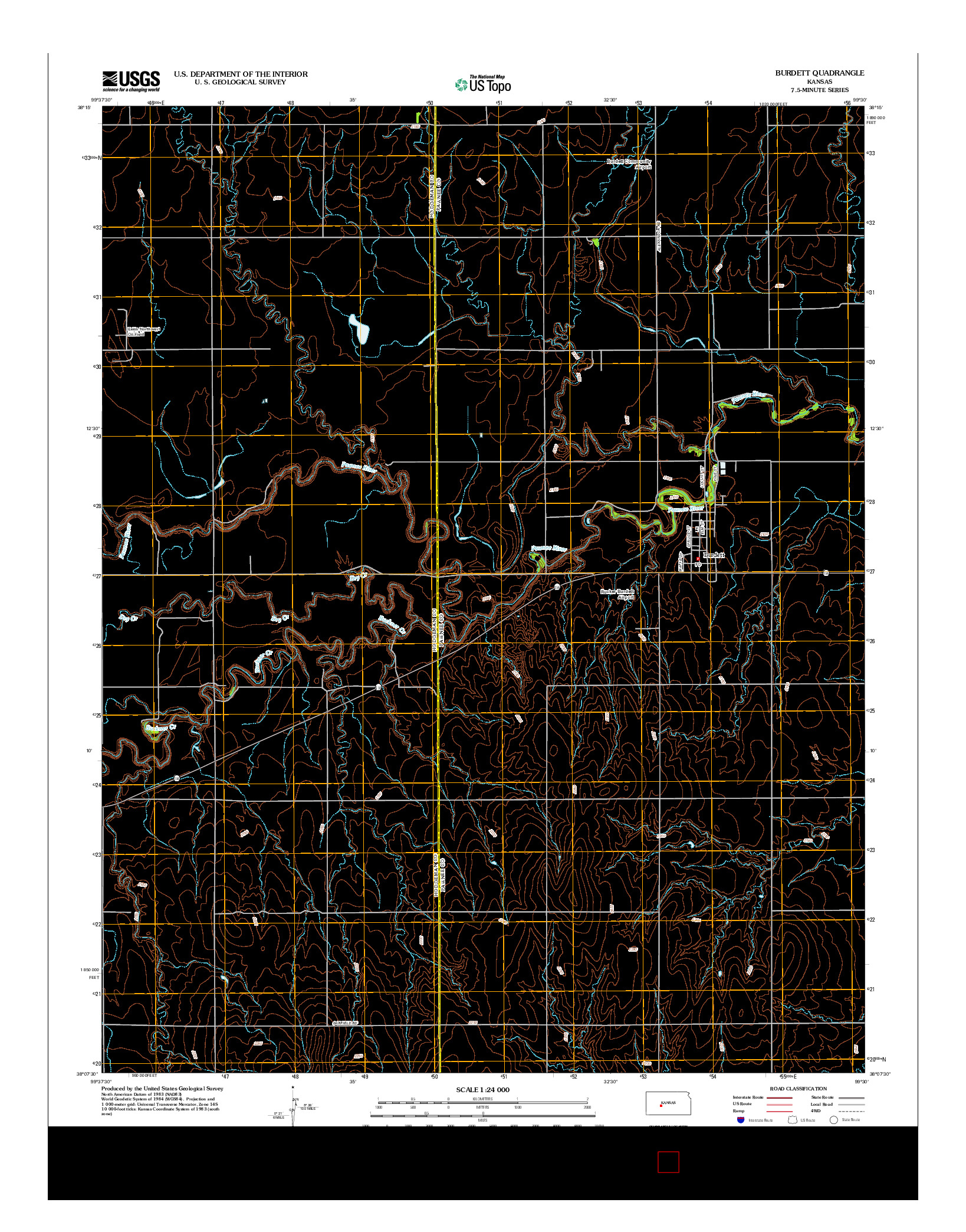 USGS US TOPO 7.5-MINUTE MAP FOR BURDETT, KS 2012
