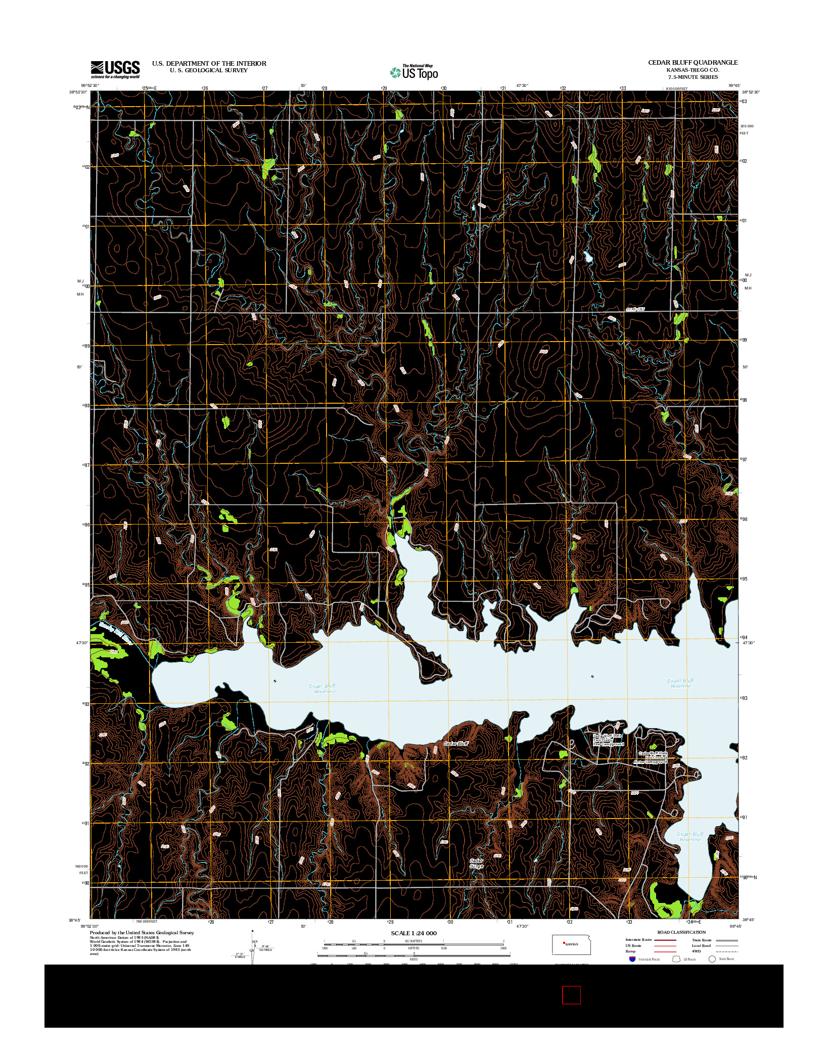 USGS US TOPO 7.5-MINUTE MAP FOR CEDAR BLUFF, KS 2012