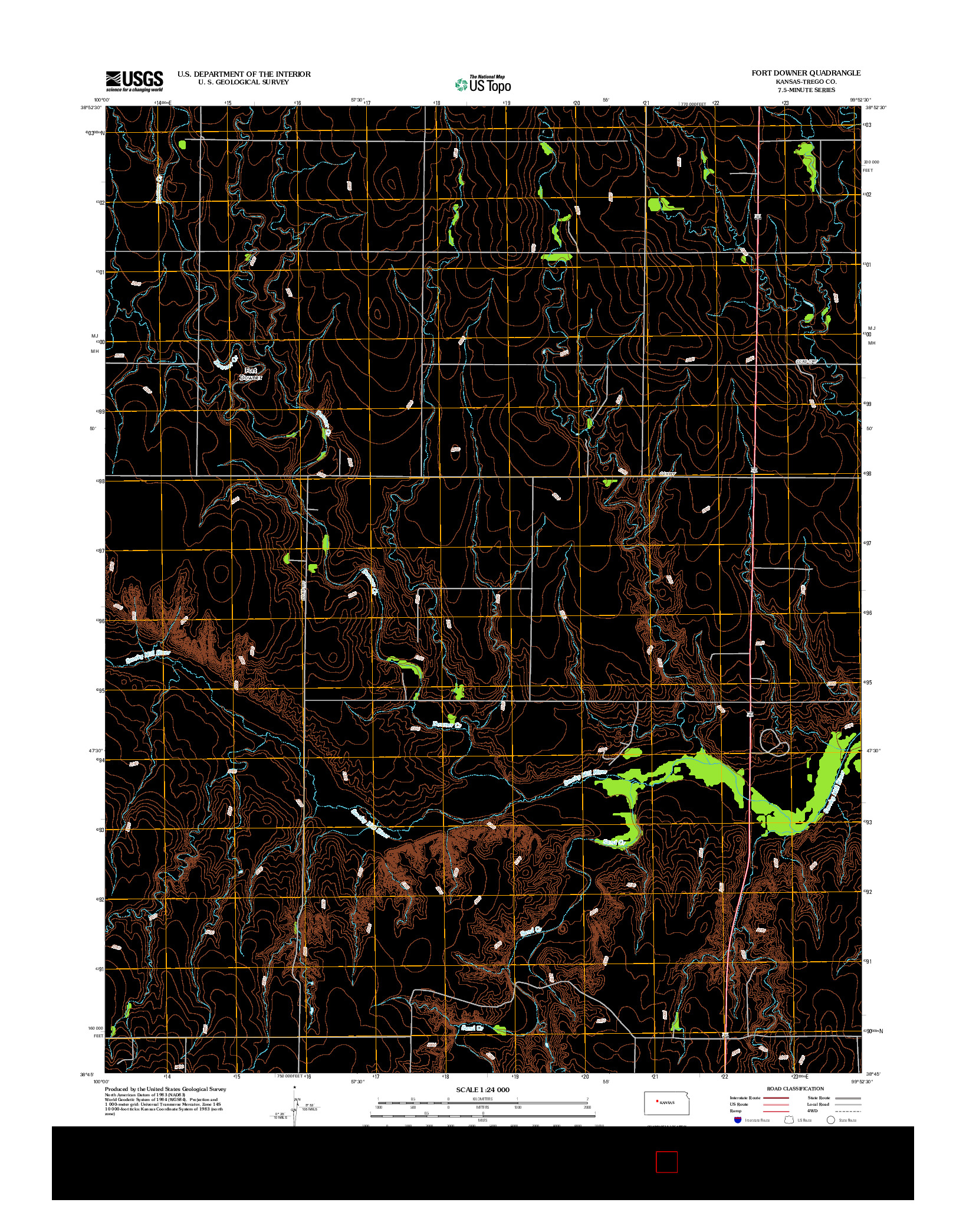 USGS US TOPO 7.5-MINUTE MAP FOR FORT DOWNER, KS 2012