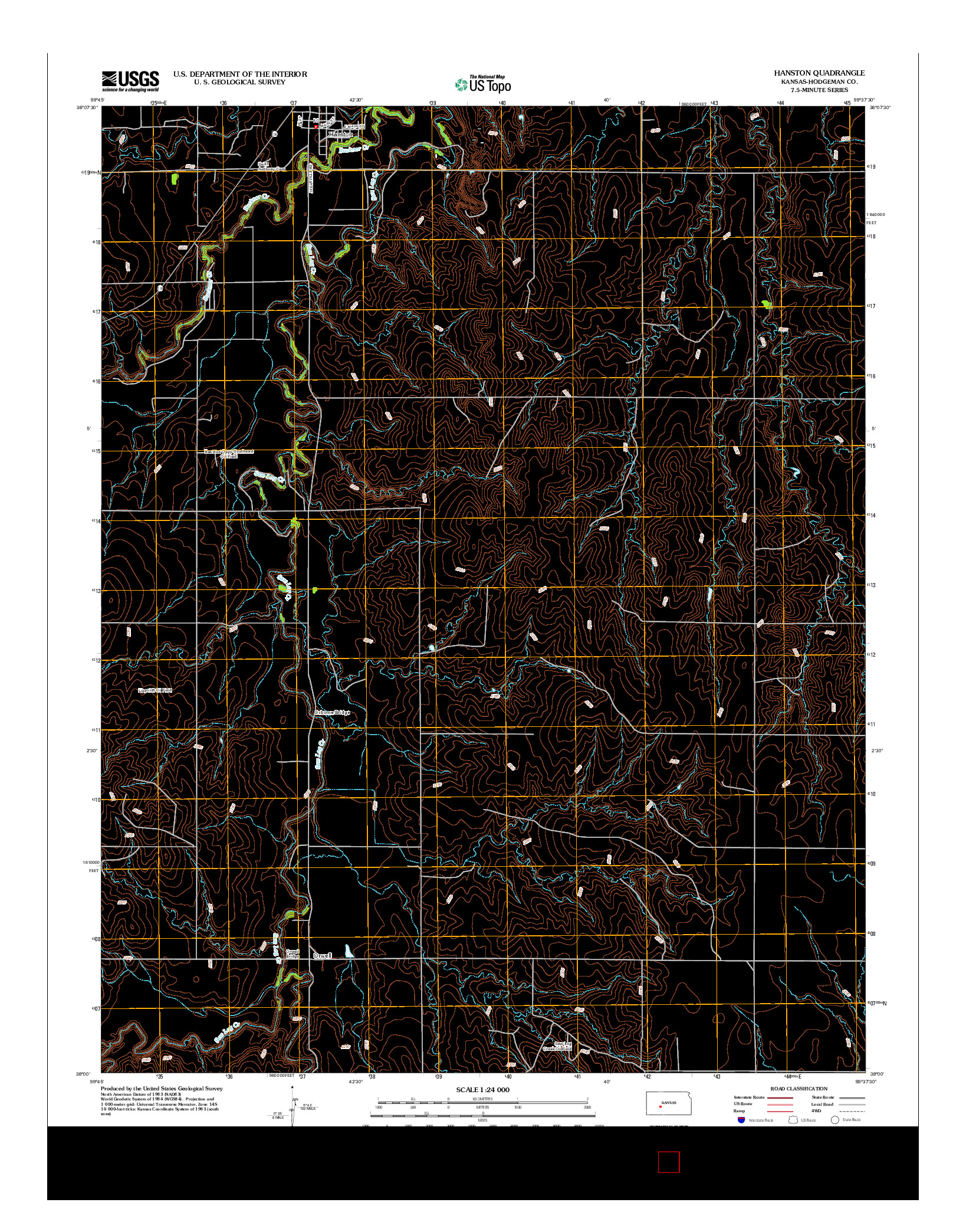 USGS US TOPO 7.5-MINUTE MAP FOR HANSTON, KS 2012