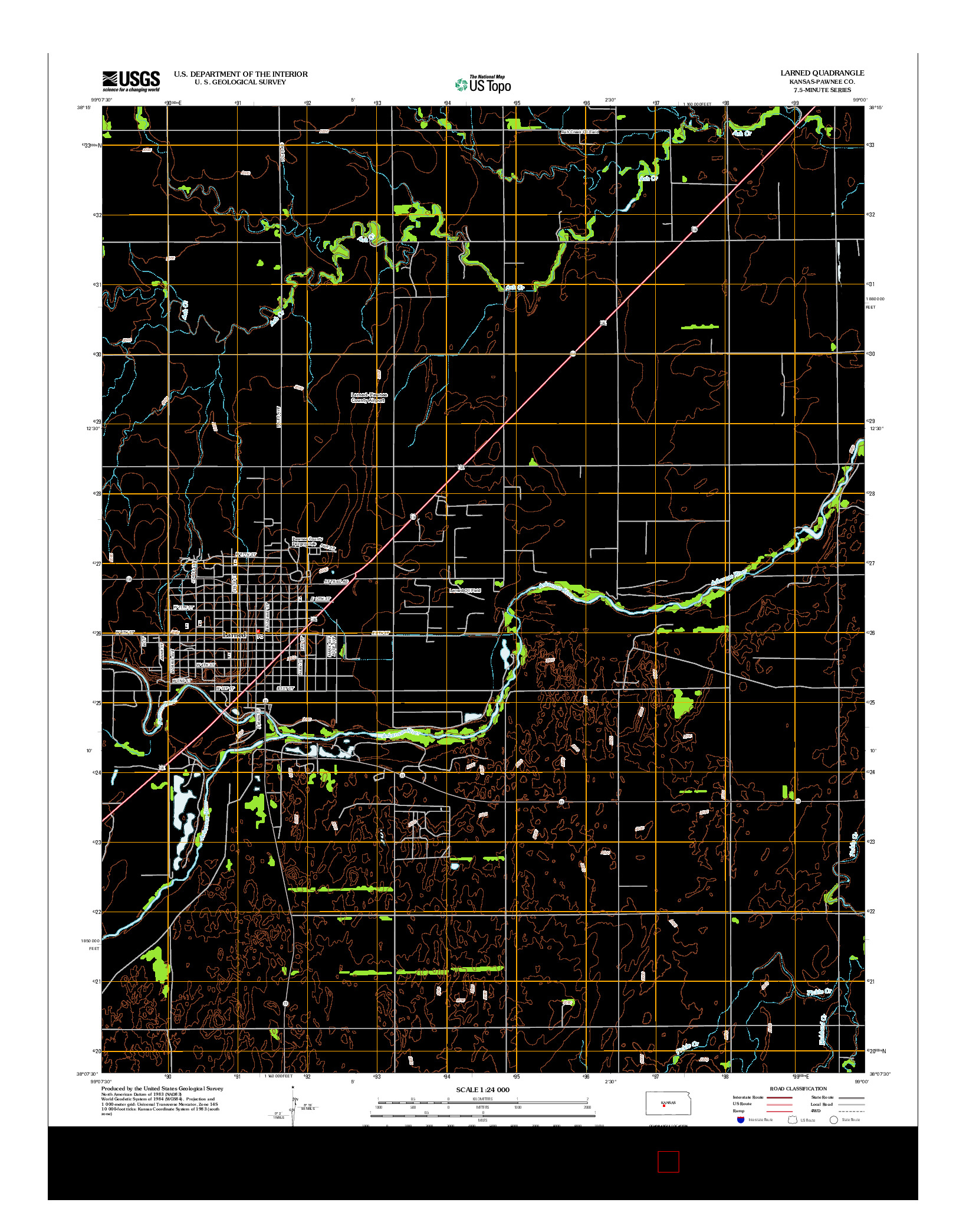 USGS US TOPO 7.5-MINUTE MAP FOR LARNED, KS 2012