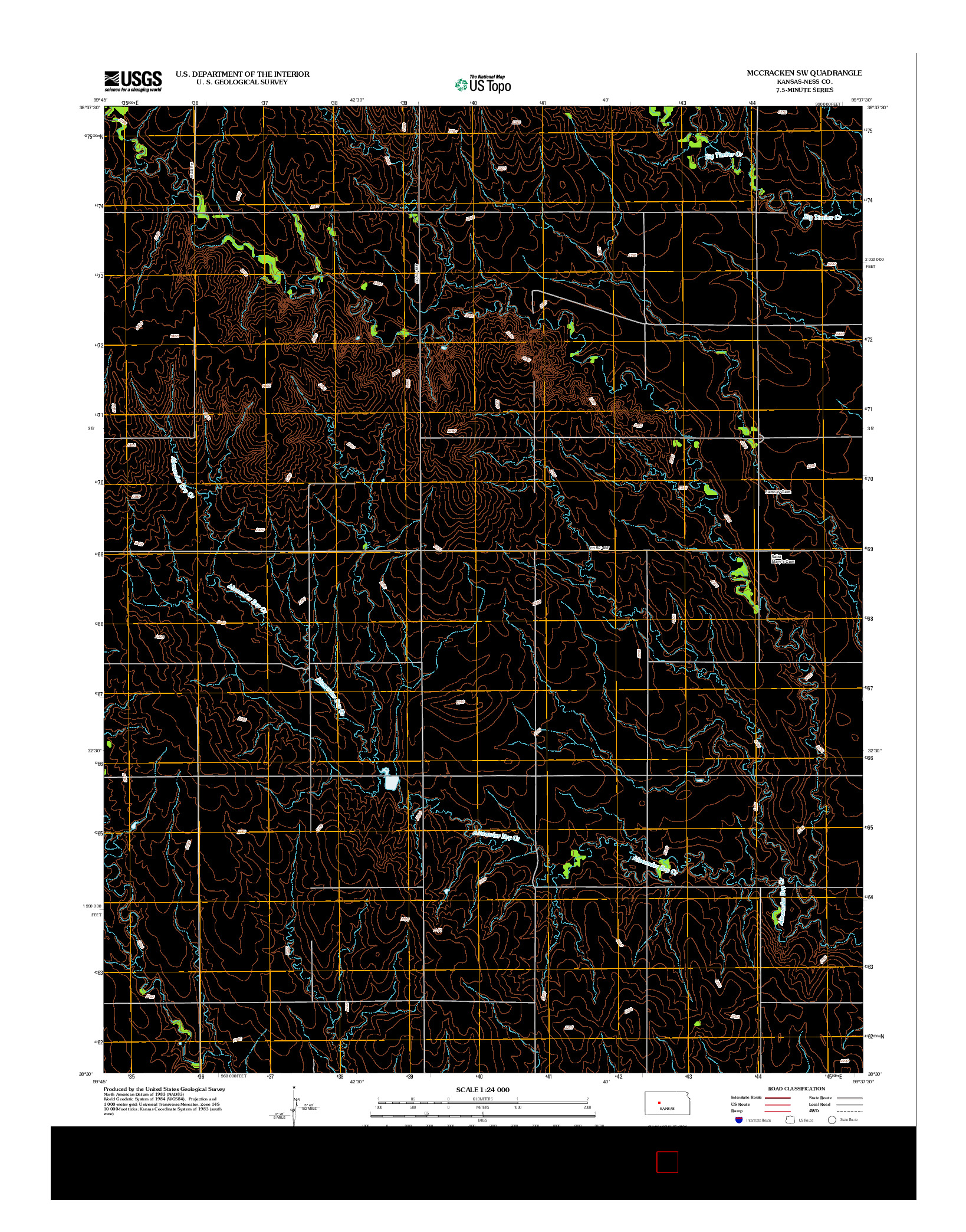 USGS US TOPO 7.5-MINUTE MAP FOR MCCRACKEN SW, KS 2012