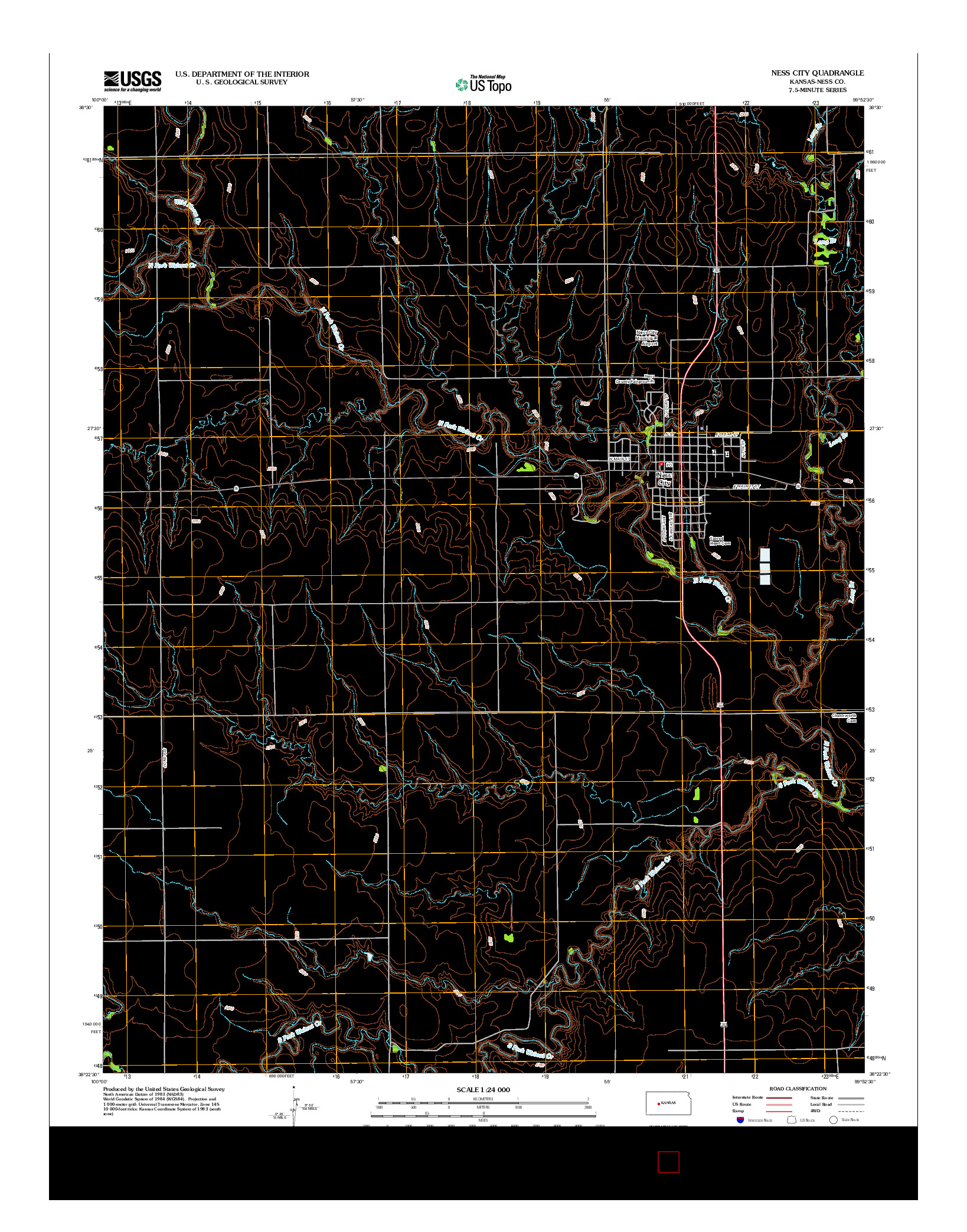 USGS US TOPO 7.5-MINUTE MAP FOR NESS CITY, KS 2012