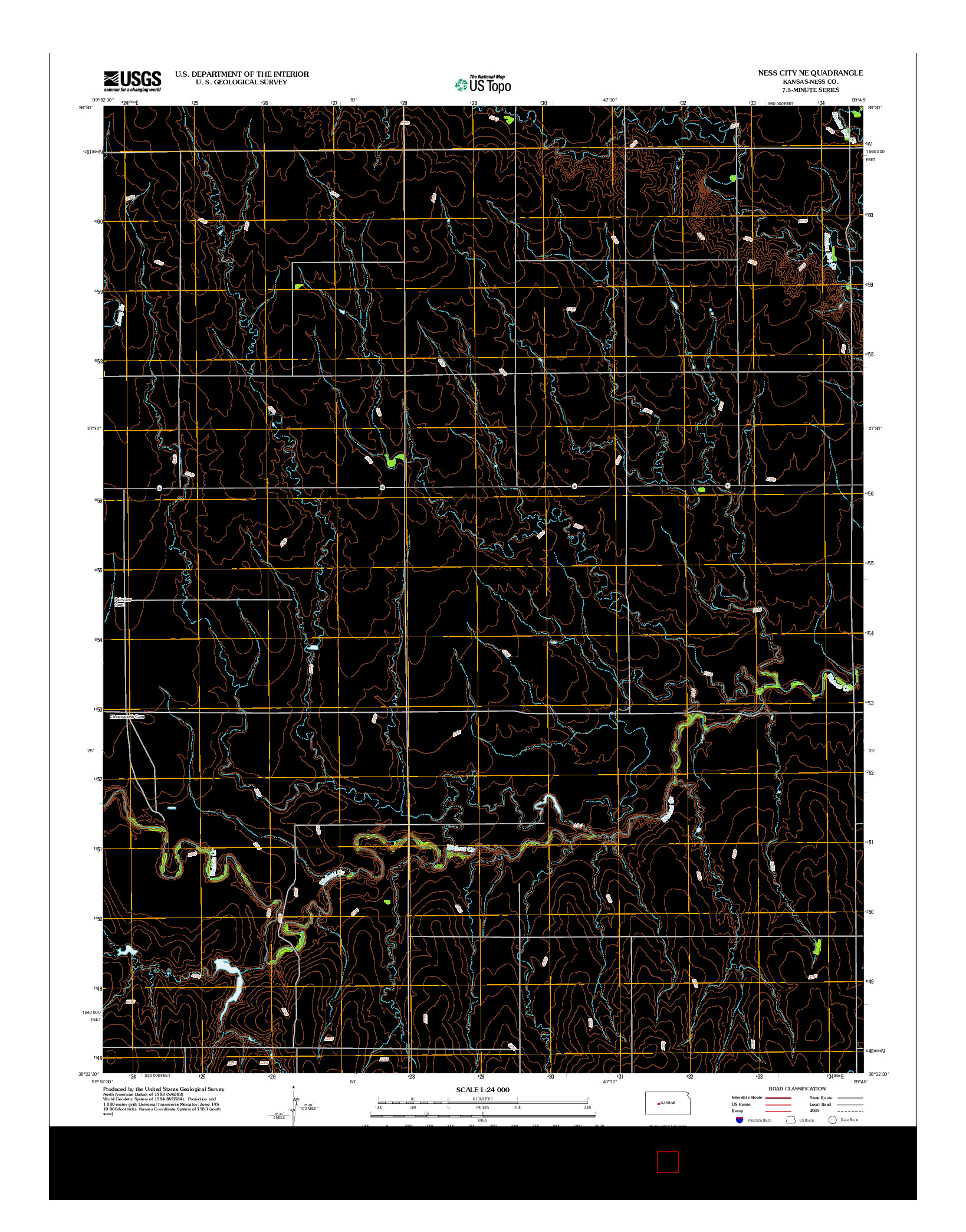 USGS US TOPO 7.5-MINUTE MAP FOR NESS CITY NE, KS 2012