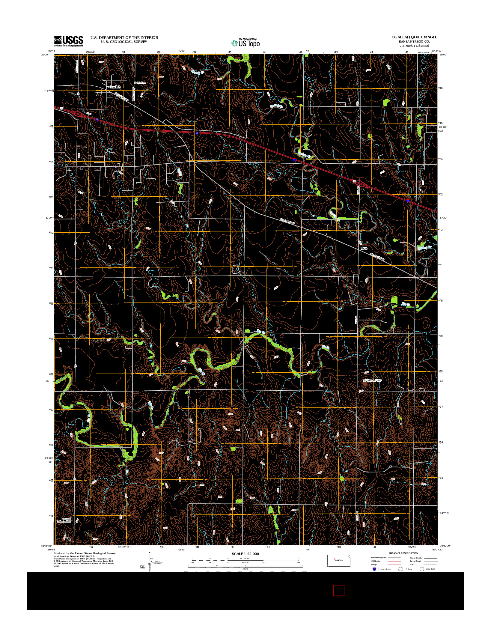 USGS US TOPO 7.5-MINUTE MAP FOR OGALLAH, KS 2012