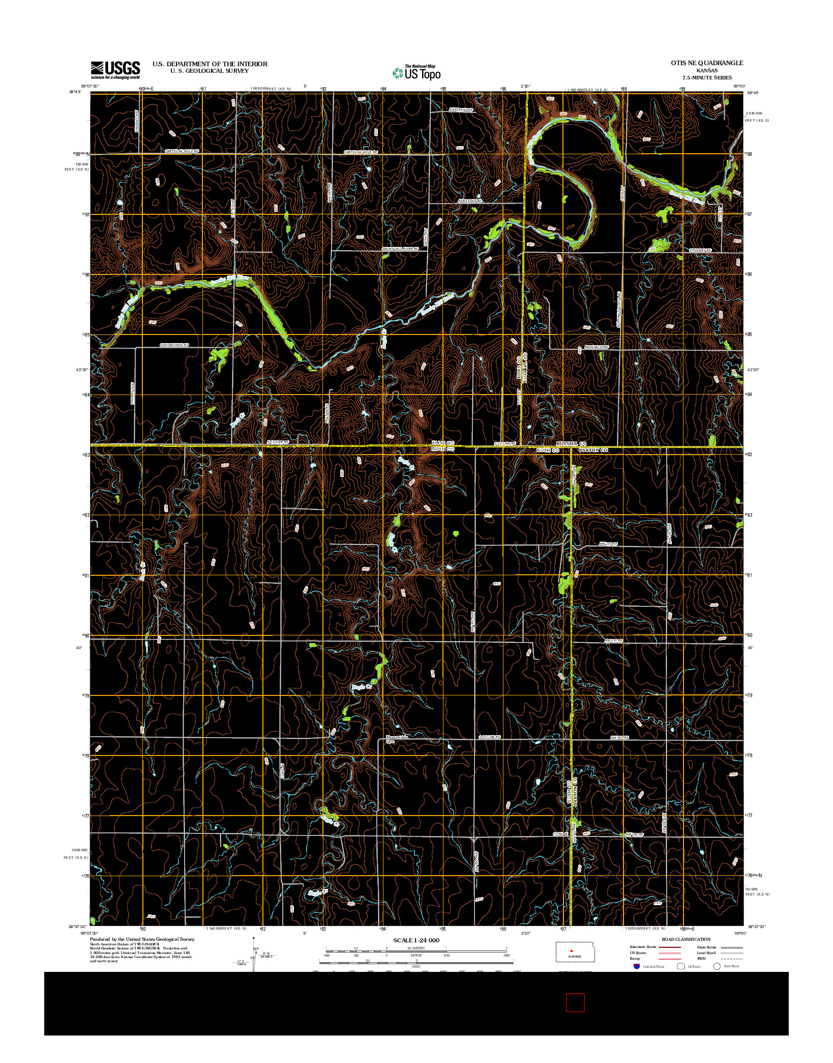 USGS US TOPO 7.5-MINUTE MAP FOR OTIS NE, KS 2012