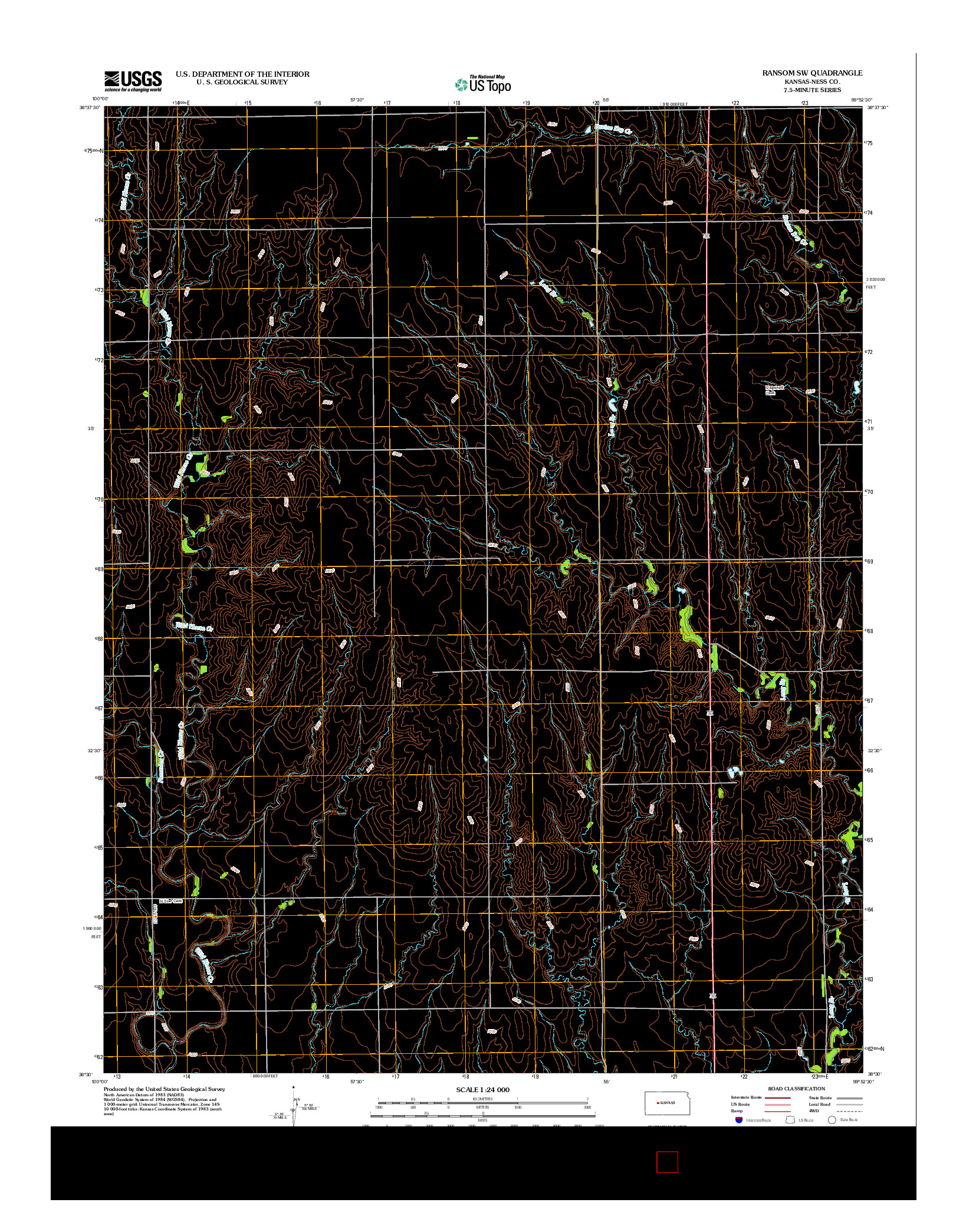 USGS US TOPO 7.5-MINUTE MAP FOR RANSOM SW, KS 2012