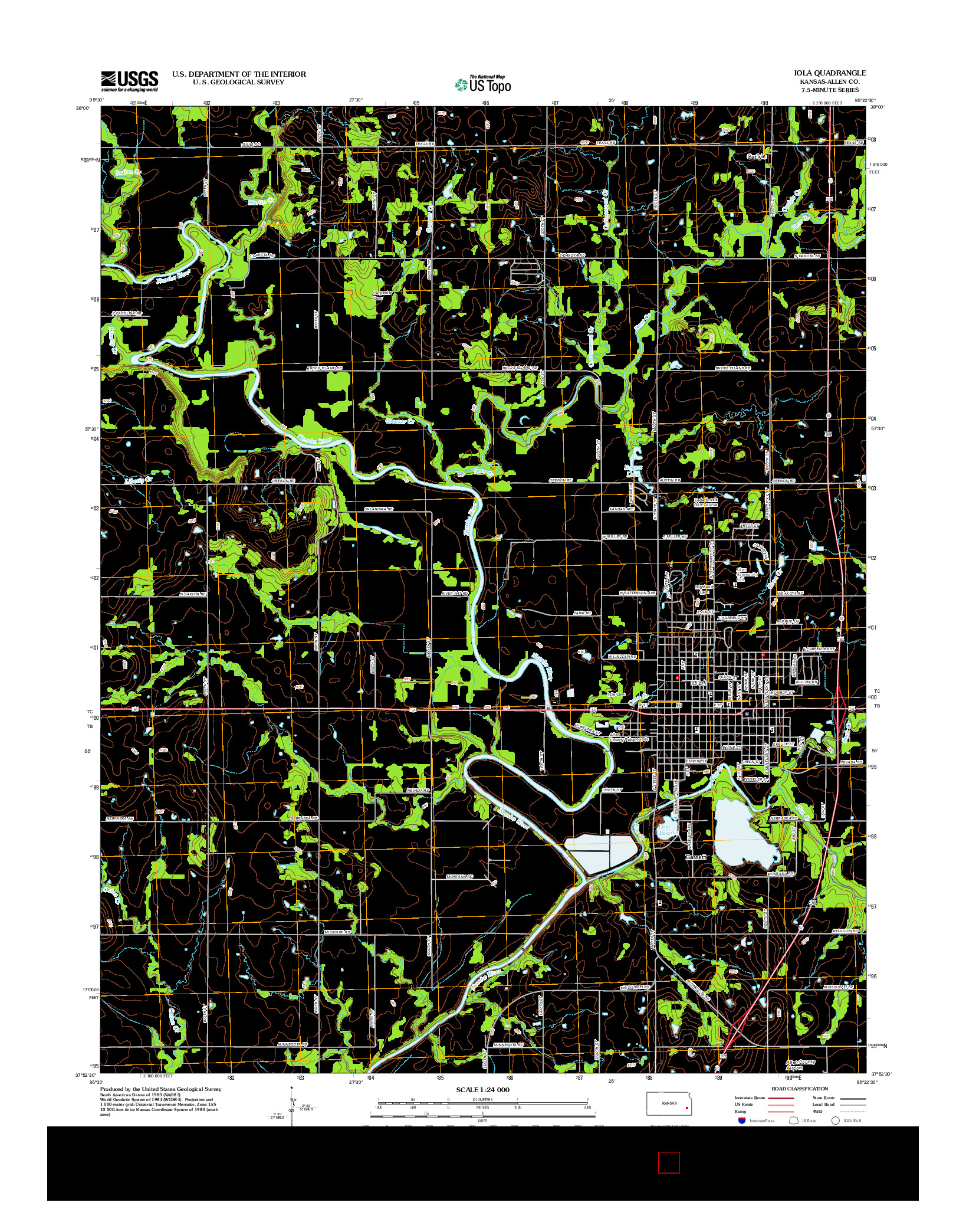 USGS US TOPO 7.5-MINUTE MAP FOR IOLA, KS 2012