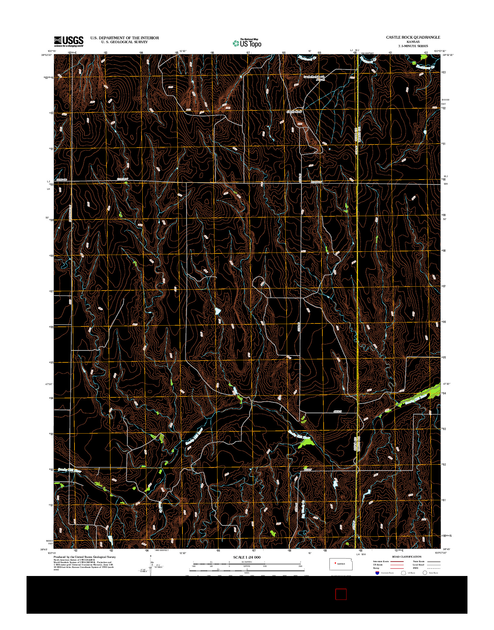 USGS US TOPO 7.5-MINUTE MAP FOR CASTLE ROCK, KS 2012