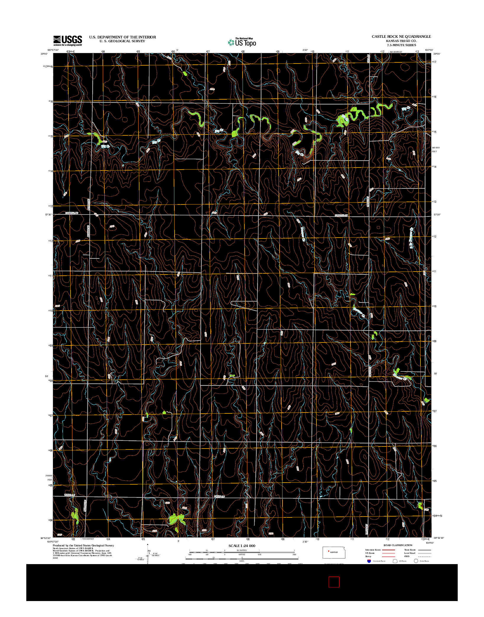 USGS US TOPO 7.5-MINUTE MAP FOR CASTLE ROCK NE, KS 2012