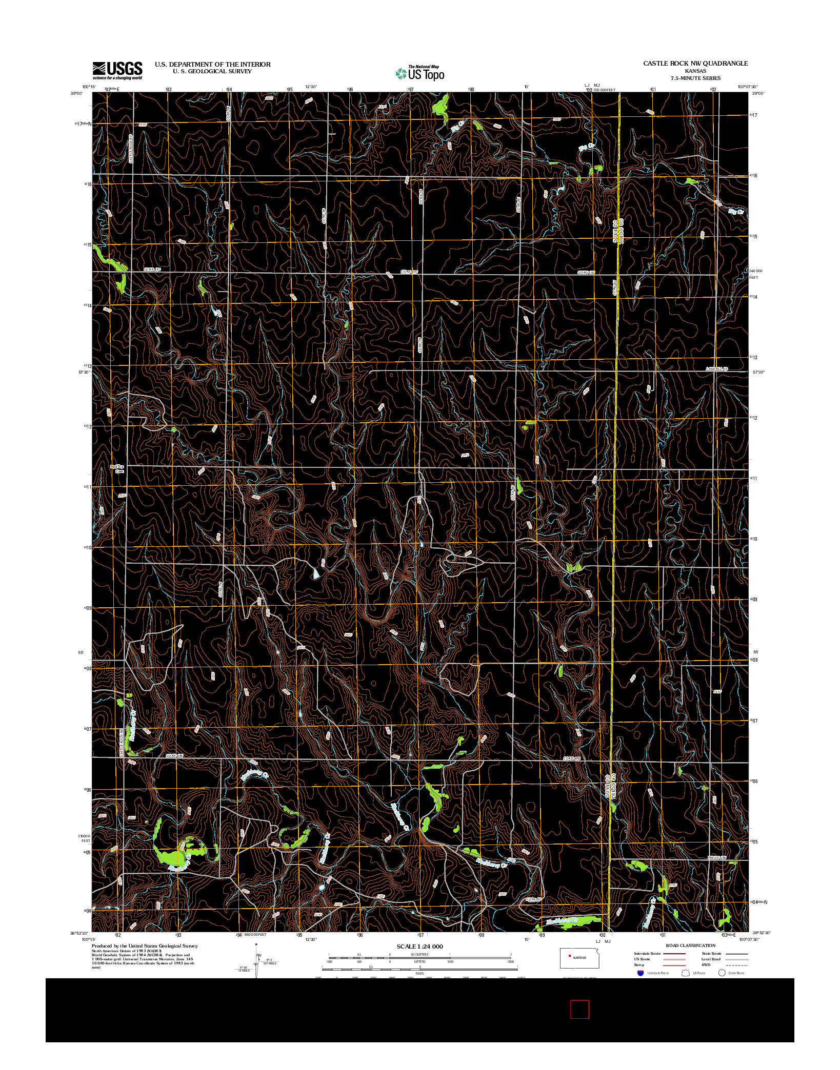 USGS US TOPO 7.5-MINUTE MAP FOR CASTLE ROCK NW, KS 2012