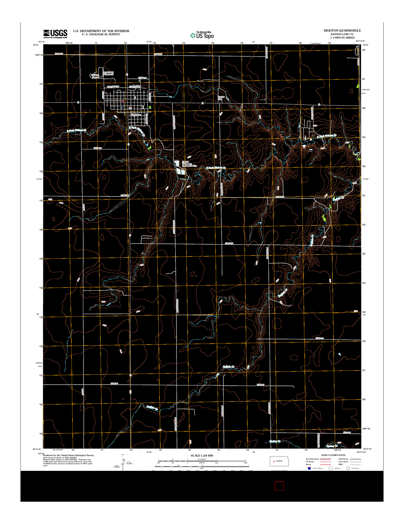 USGS US TOPO 7.5-MINUTE MAP FOR DIGHTON, KS 2012