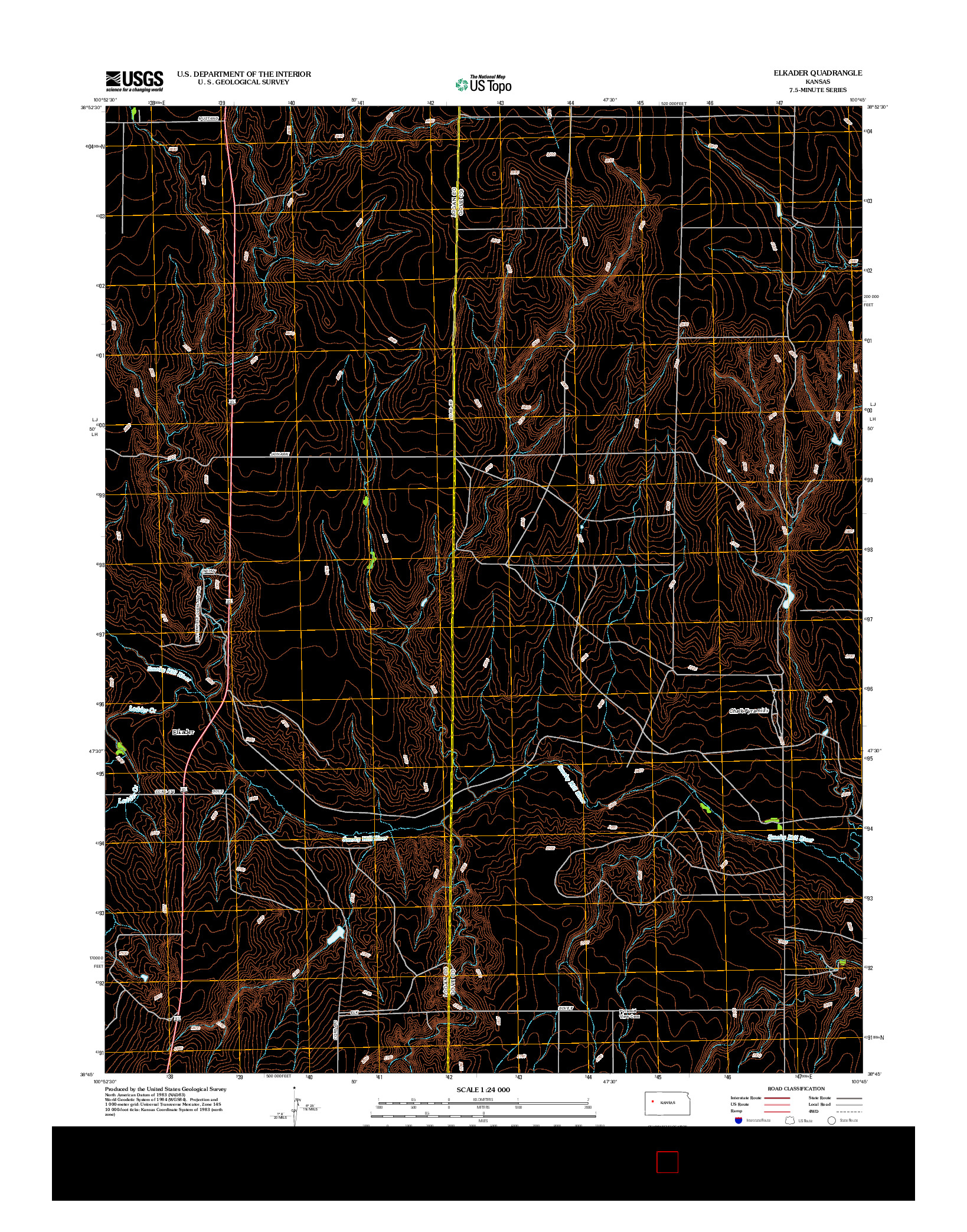 USGS US TOPO 7.5-MINUTE MAP FOR ELKADER, KS 2012