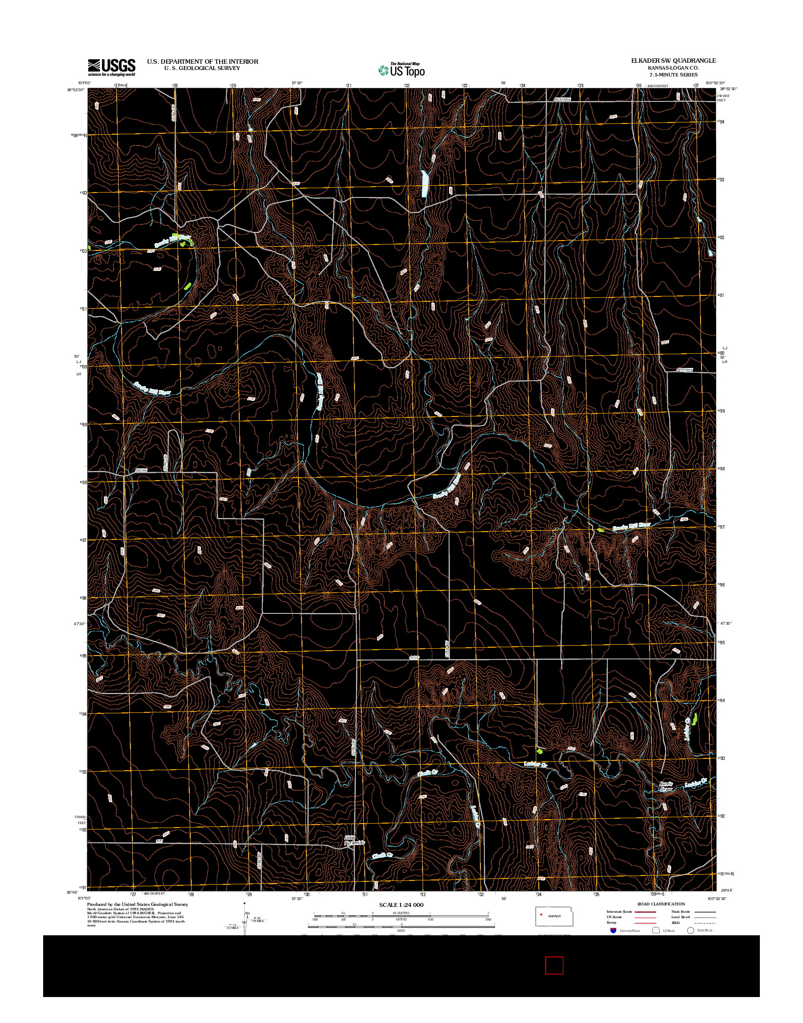 USGS US TOPO 7.5-MINUTE MAP FOR ELKADER SW, KS 2012