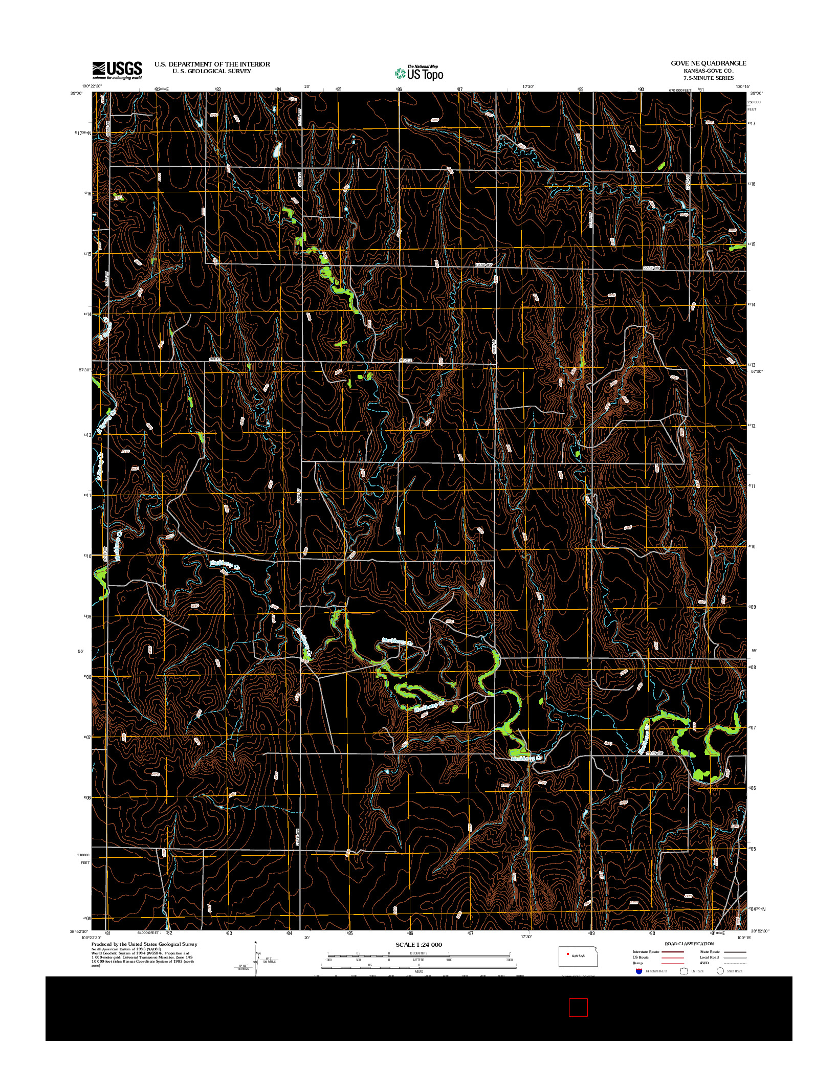 USGS US TOPO 7.5-MINUTE MAP FOR GOVE NE, KS 2012