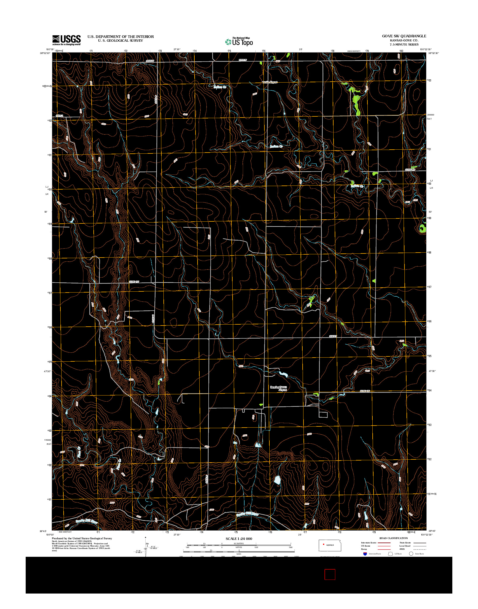USGS US TOPO 7.5-MINUTE MAP FOR GOVE SW, KS 2012