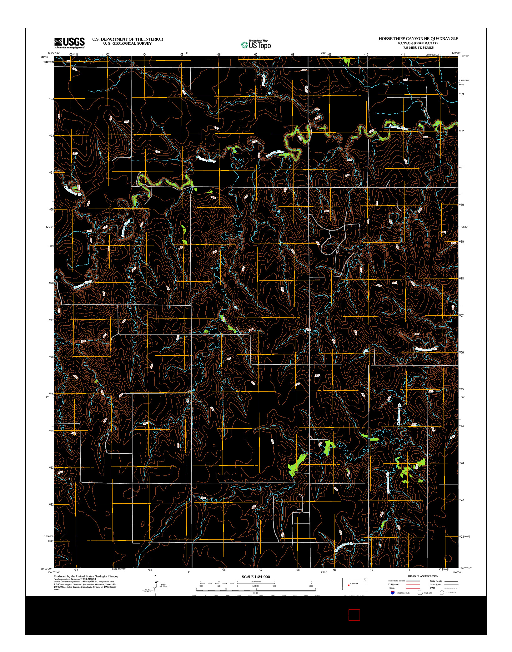 USGS US TOPO 7.5-MINUTE MAP FOR HORSE THIEF CANYON NE, KS 2012