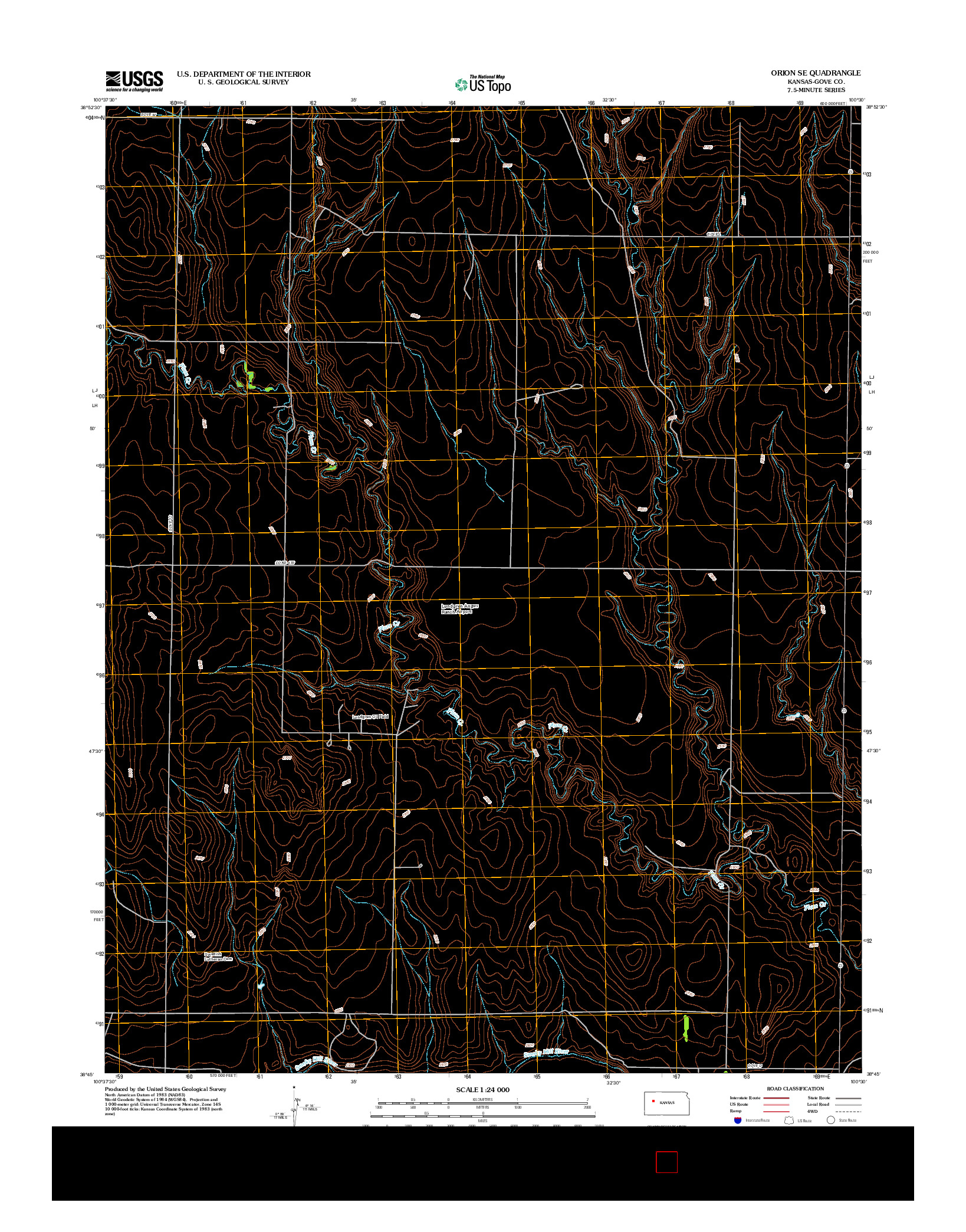 USGS US TOPO 7.5-MINUTE MAP FOR ORION SE, KS 2012