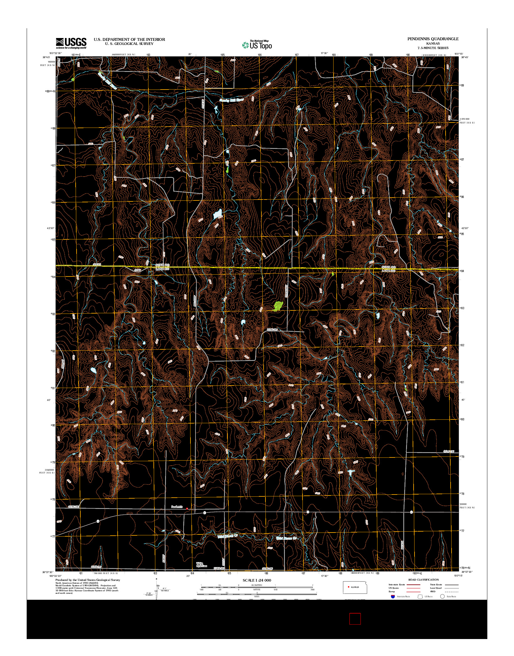 USGS US TOPO 7.5-MINUTE MAP FOR PENDENNIS, KS 2012