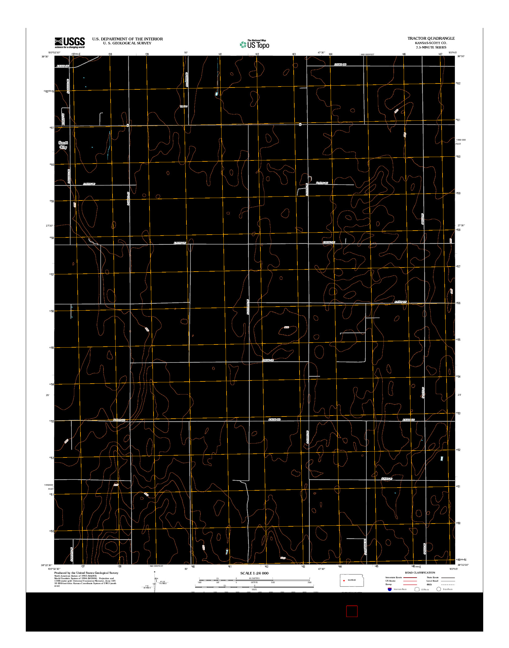 USGS US TOPO 7.5-MINUTE MAP FOR TRACTOR, KS 2012