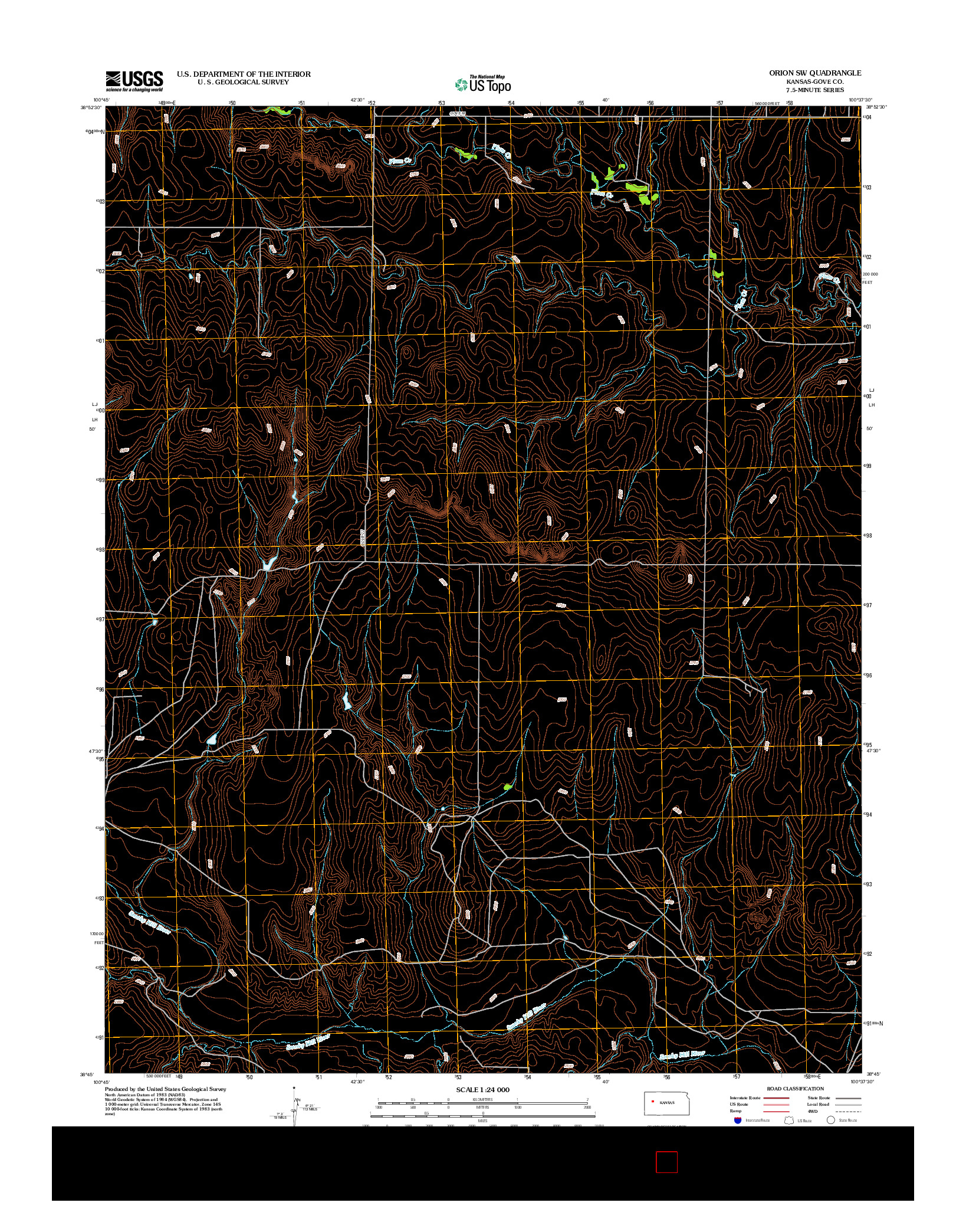 USGS US TOPO 7.5-MINUTE MAP FOR ORION SW, KS 2012