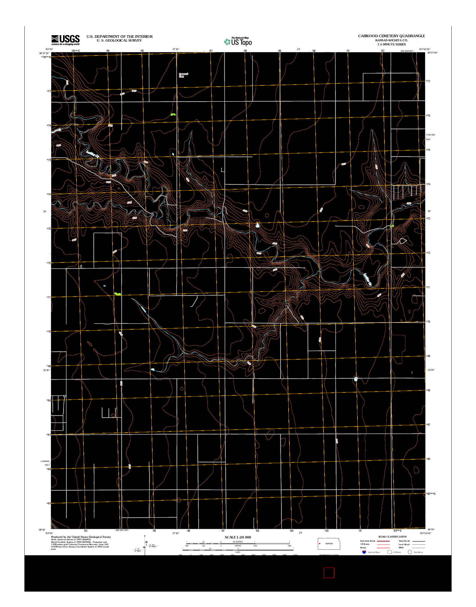 USGS US TOPO 7.5-MINUTE MAP FOR CARWOOD CEMETERY, KS 2012