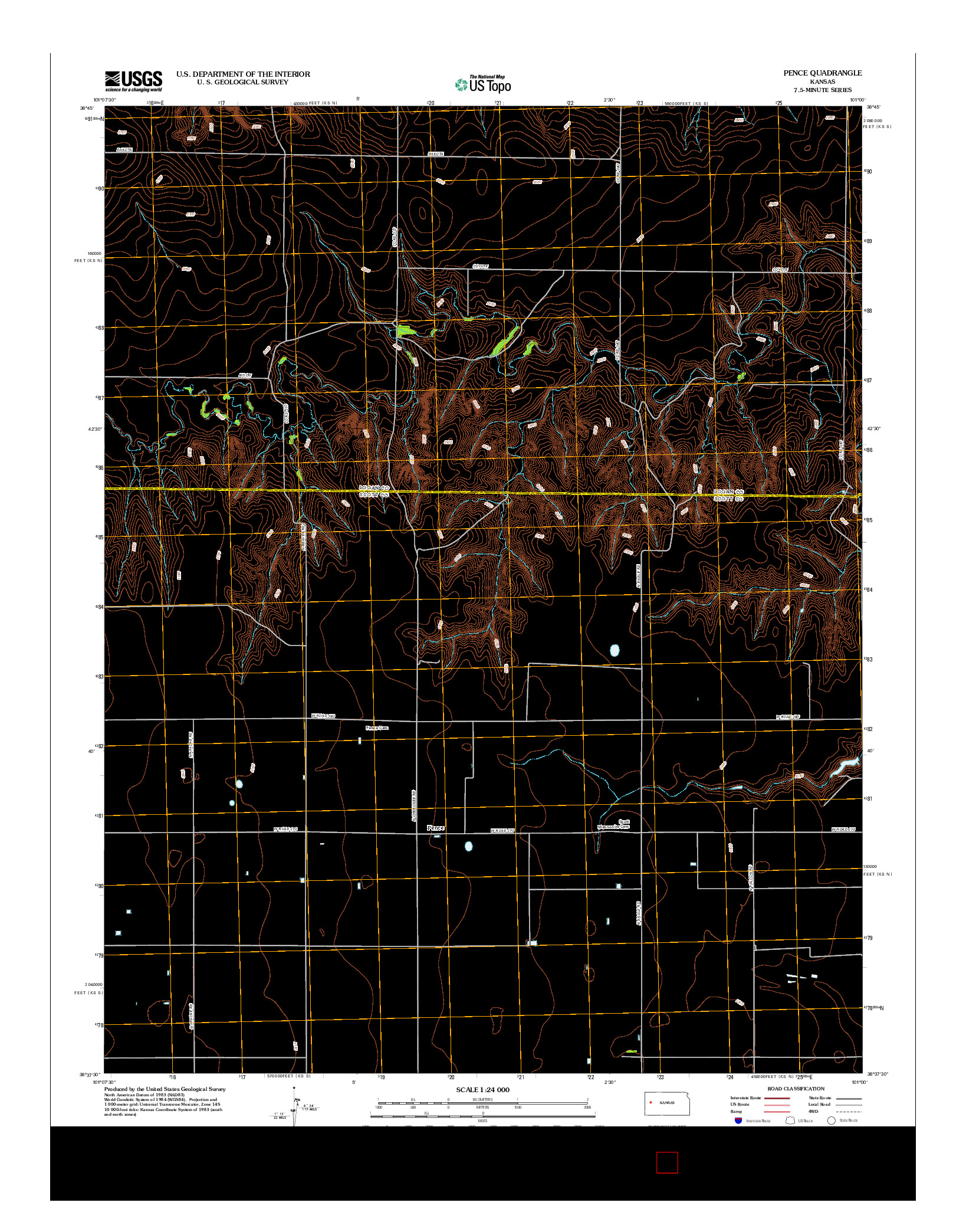 USGS US TOPO 7.5-MINUTE MAP FOR PENCE, KS 2012