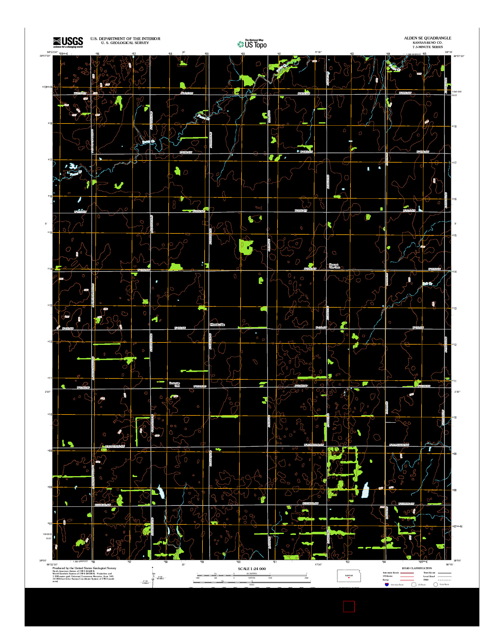 USGS US TOPO 7.5-MINUTE MAP FOR ALDEN SE, KS 2012