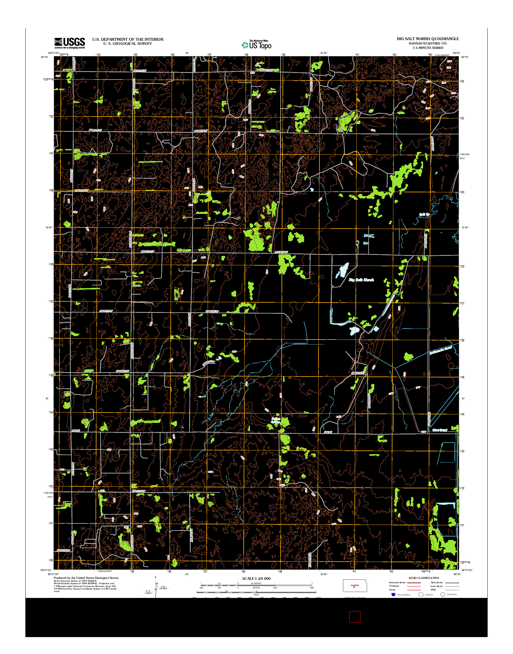 USGS US TOPO 7.5-MINUTE MAP FOR BIG SALT MARSH, KS 2012