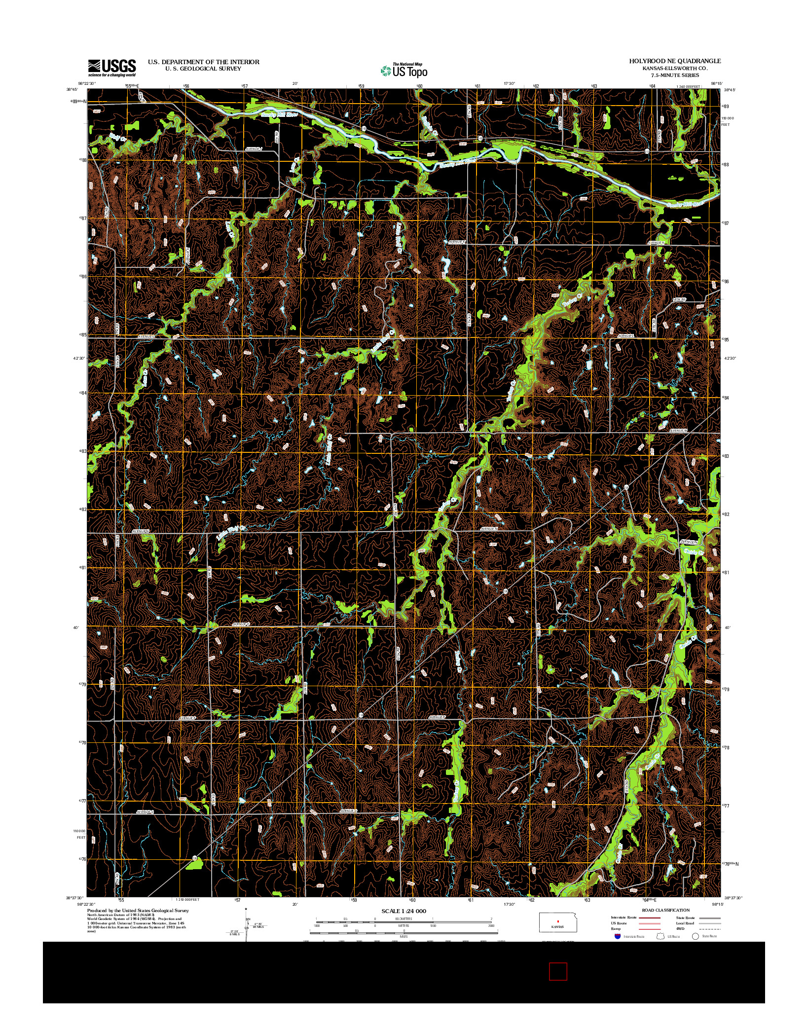 USGS US TOPO 7.5-MINUTE MAP FOR HOLYROOD NE, KS 2012